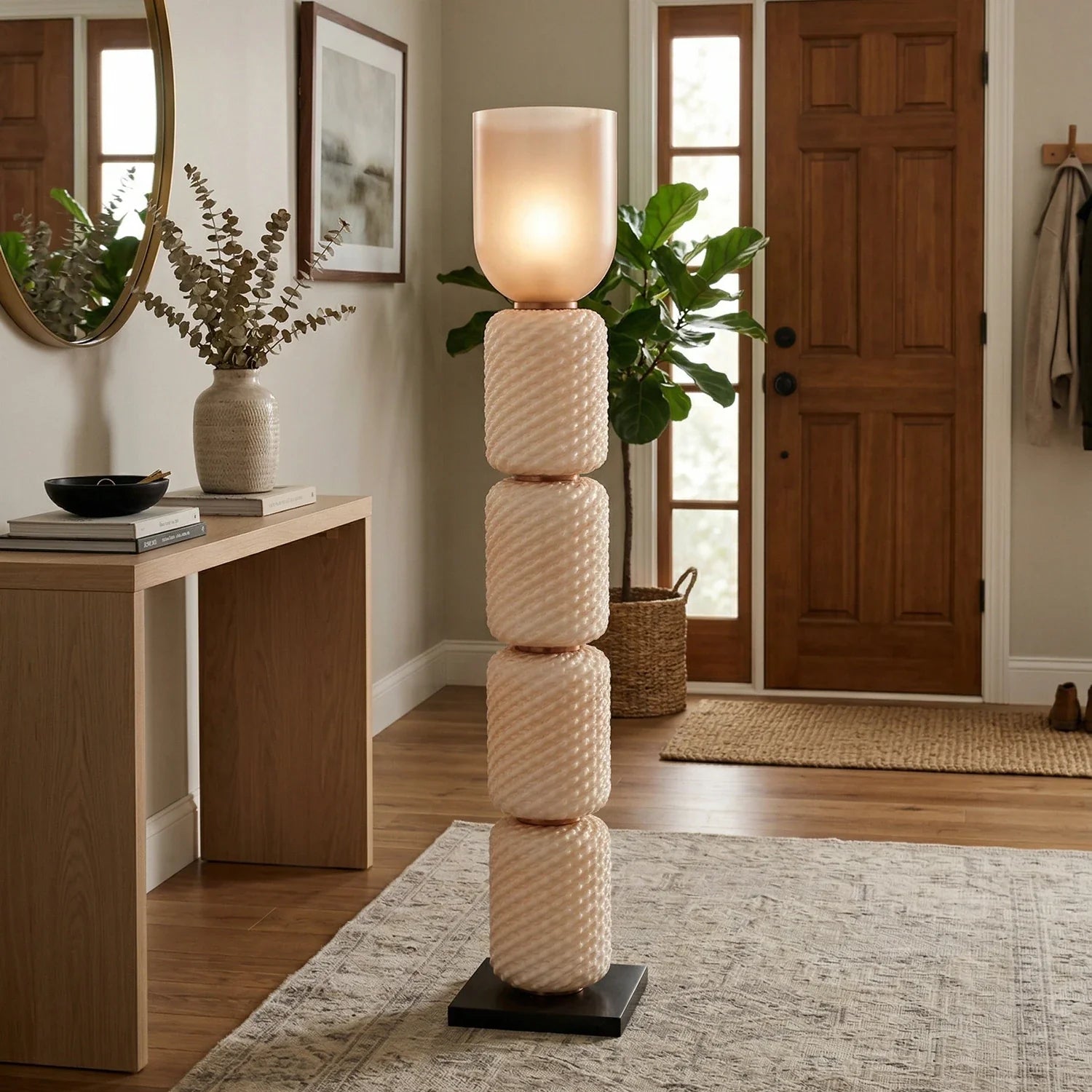 Tiered Column Glass Standing Floor Lamp
