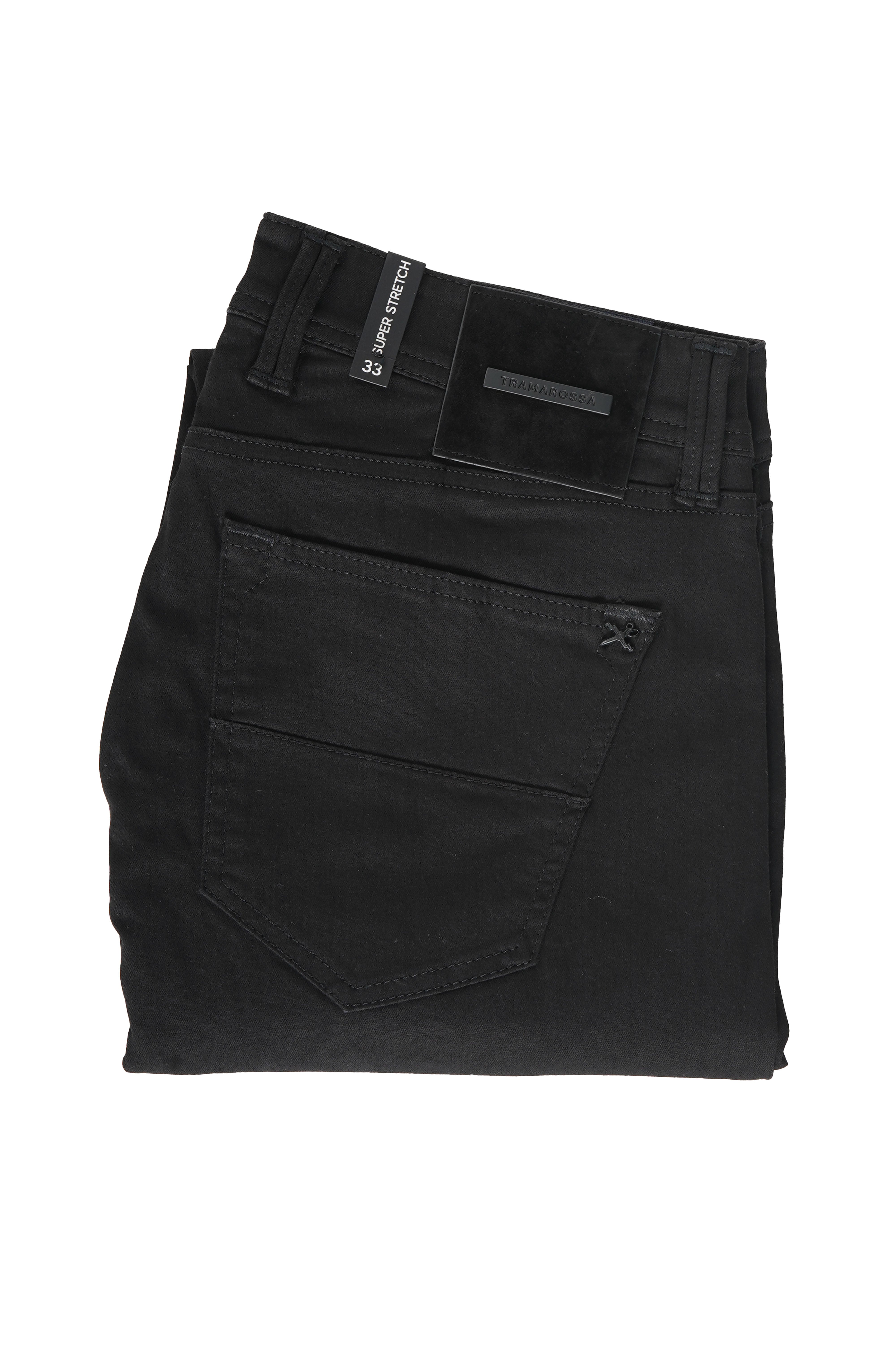 Tramarossa Solid Black Denim Pants