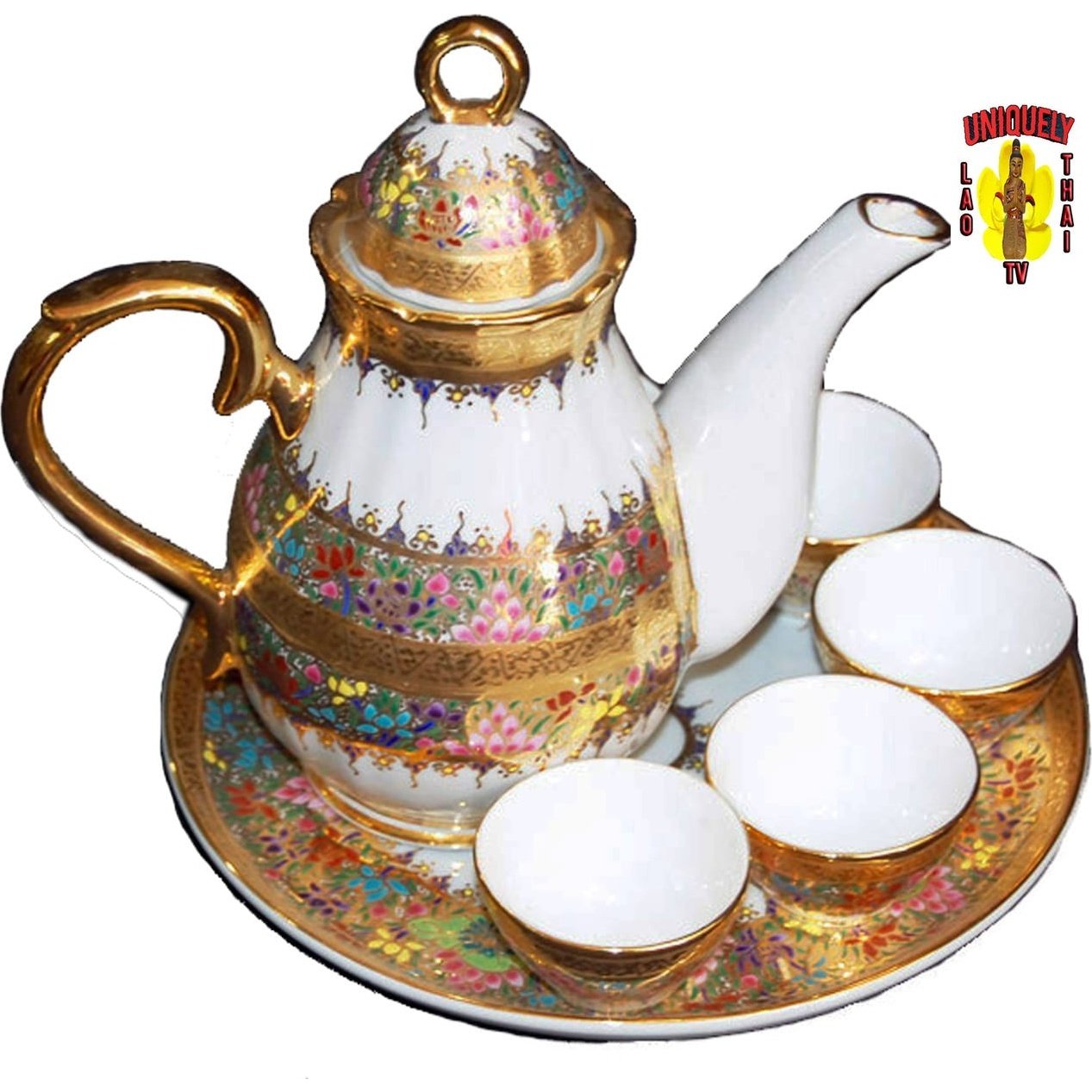 Hand Painted Benjarong Tea Set for Four