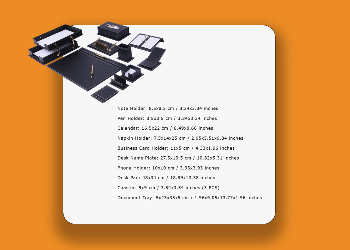 MOOG Luxury Desk Set-4 Accessories- Black - 4 PCS