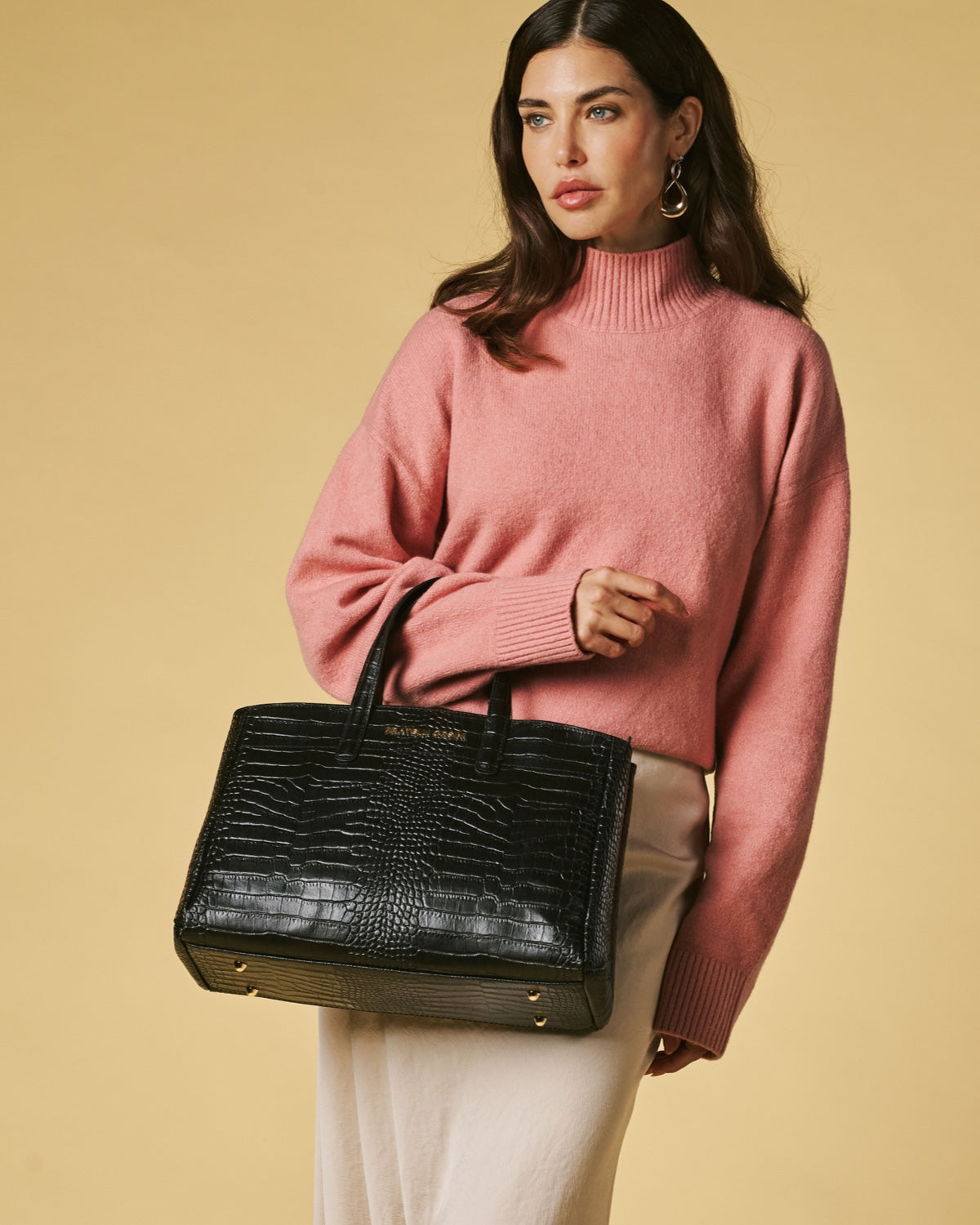 Valentina (black) - Italian calf leather women's handbag (with shoulder strap)