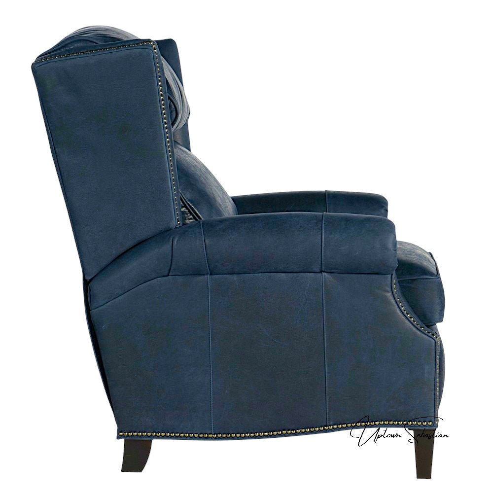 Violin Navy Leather Power Recliner