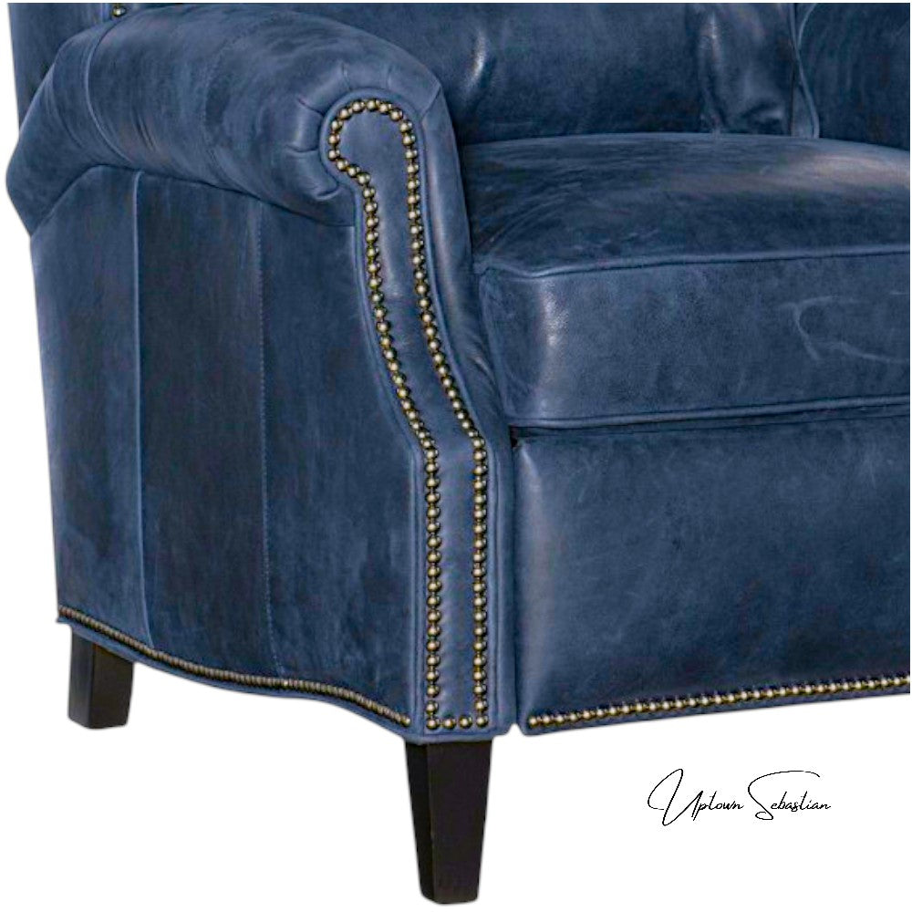 Violin Navy Leather Power Recliner