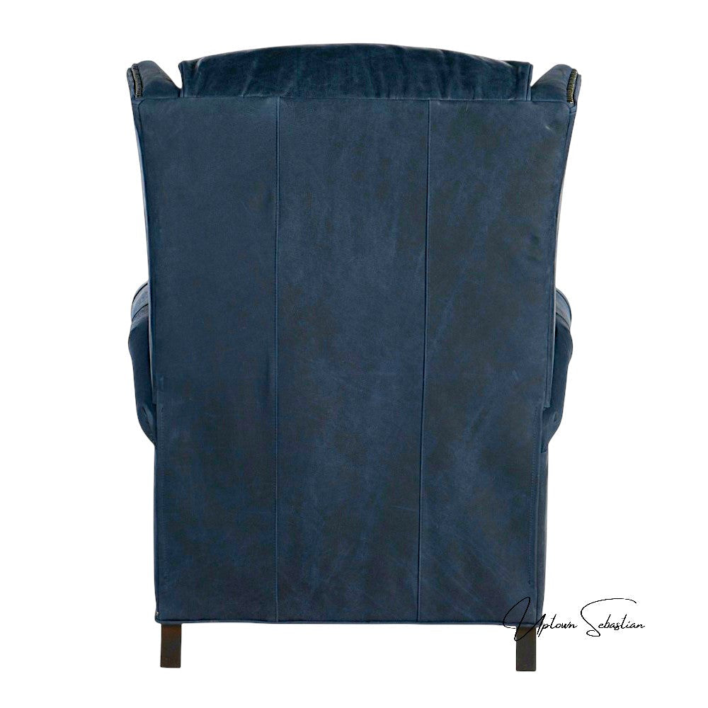 Violin Navy Leather Power Recliner