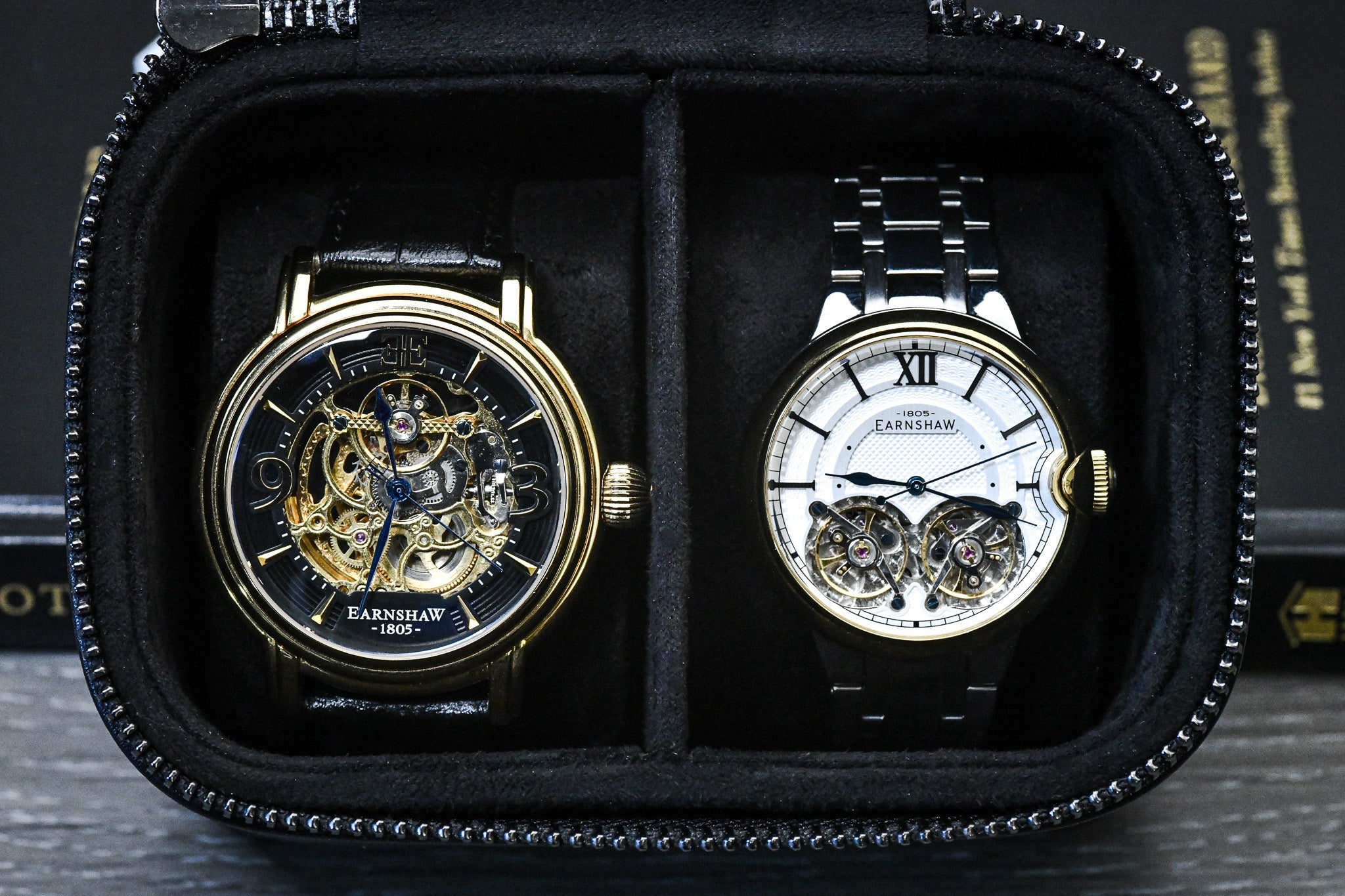 Watch and Jewelry Travel Case - Genuine Leather - Obsedian Black