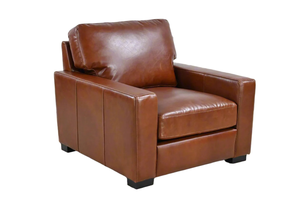 Claudette Top Grain Leather Arm Chair - Chestnut