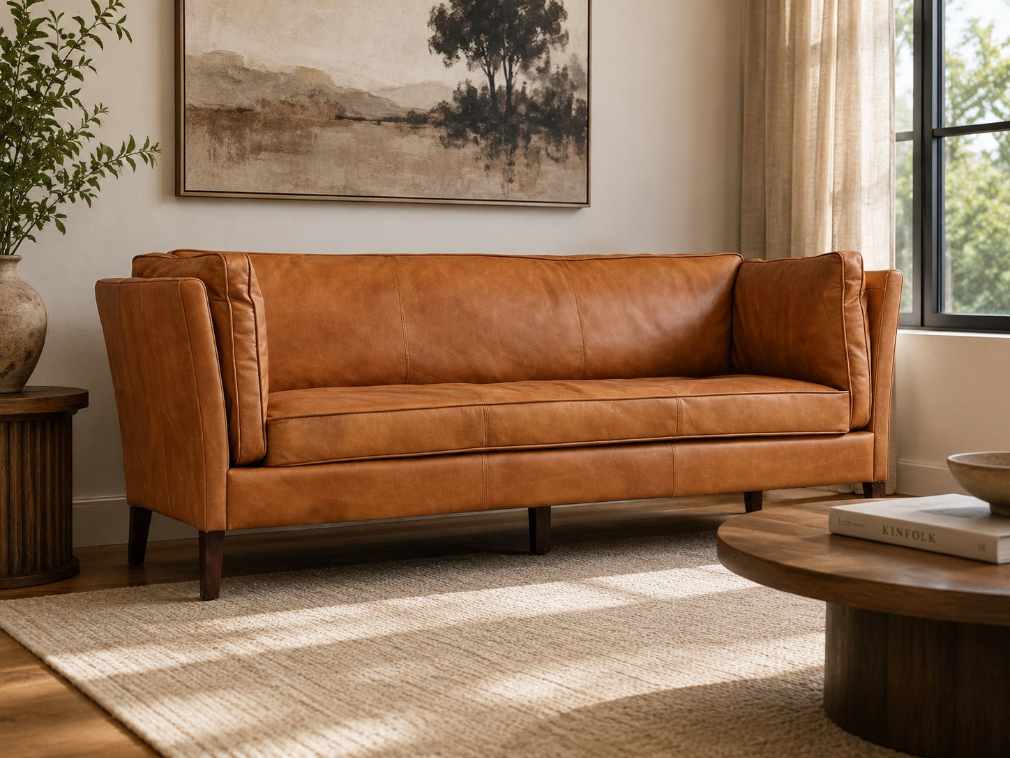 Kenmore Leather Sofa - Light Brown