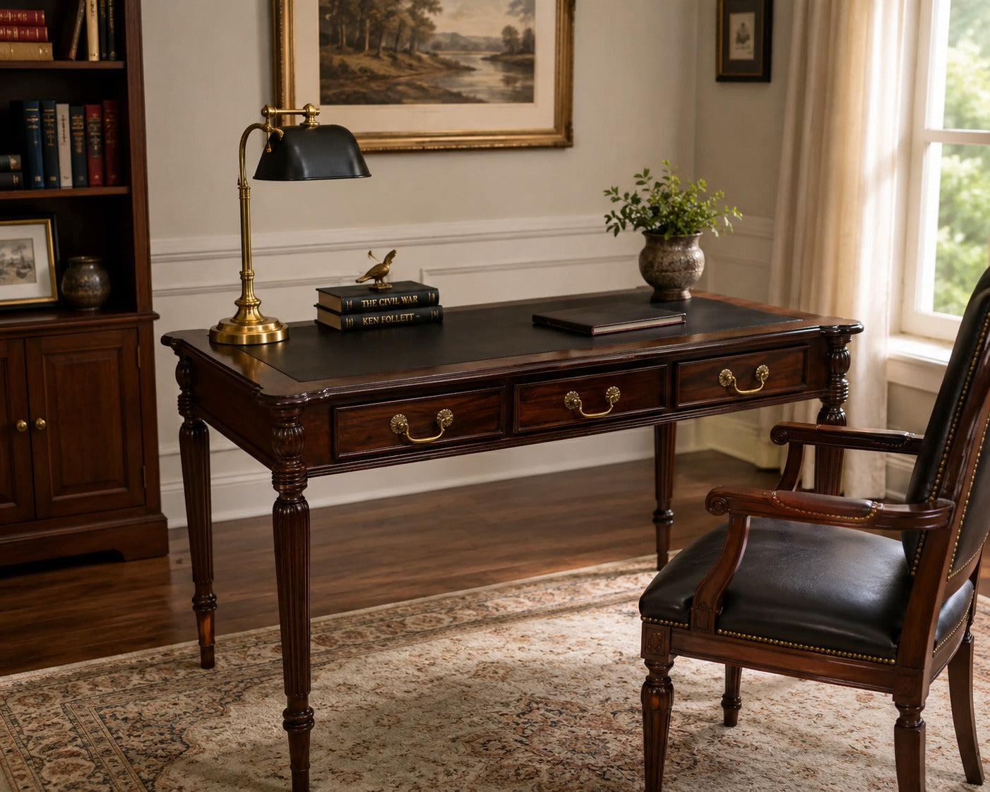 Legacy Leather Top Desk - Brown Walnut