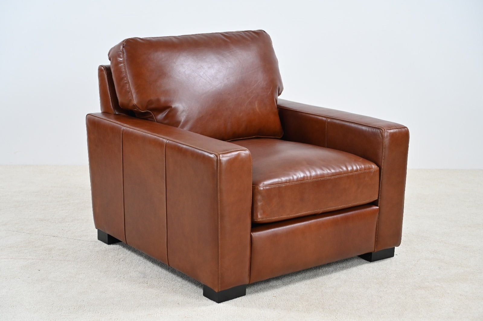 Claudette Top Grain Leather Arm Chair - Chestnut