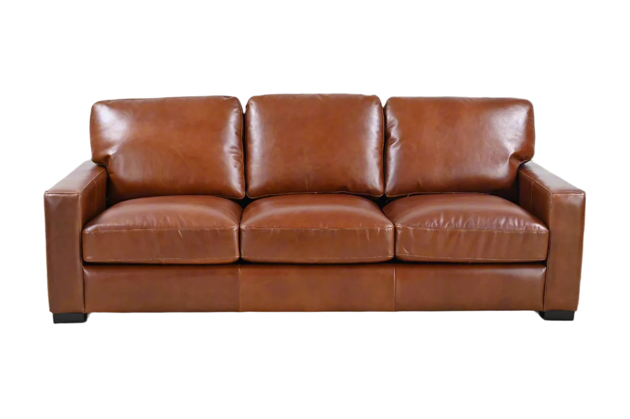Claudette Top Grain Leather Sofa - Chestnut