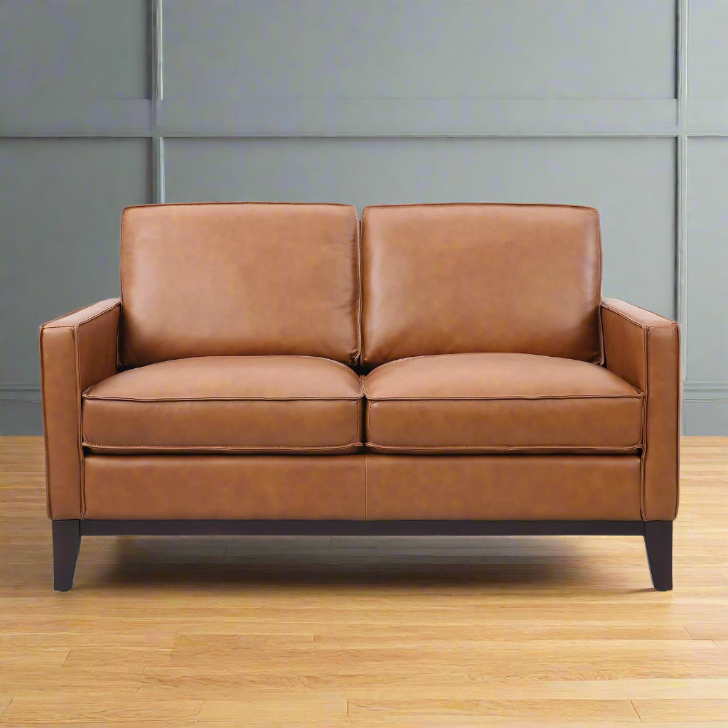 Samhara Top Grain Leather Love Seat - Chestnut