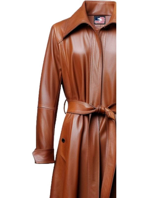 Women’s Brownish Tan Leather Coat – Stylish & Elegant