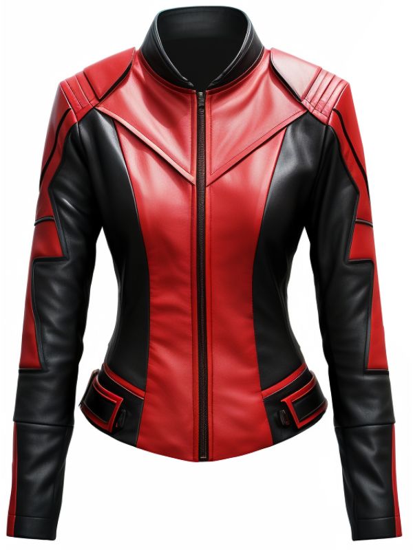 Women Leather Jacket – Red and Black Faux Leather Jacket