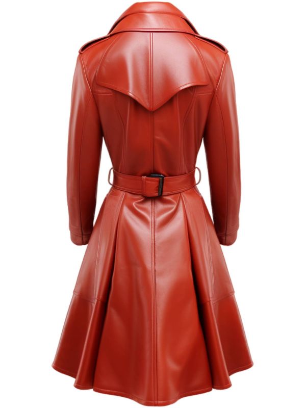 Women’s Red Leather Coat – Stylish & Elegant