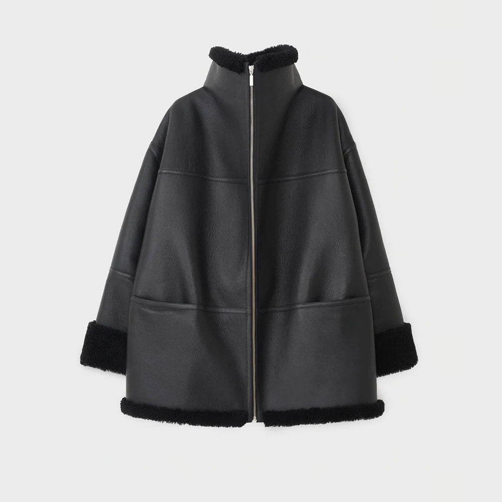 Women’s B3 RAF Aviator Black Sheepskin Shearling Leather Jacket