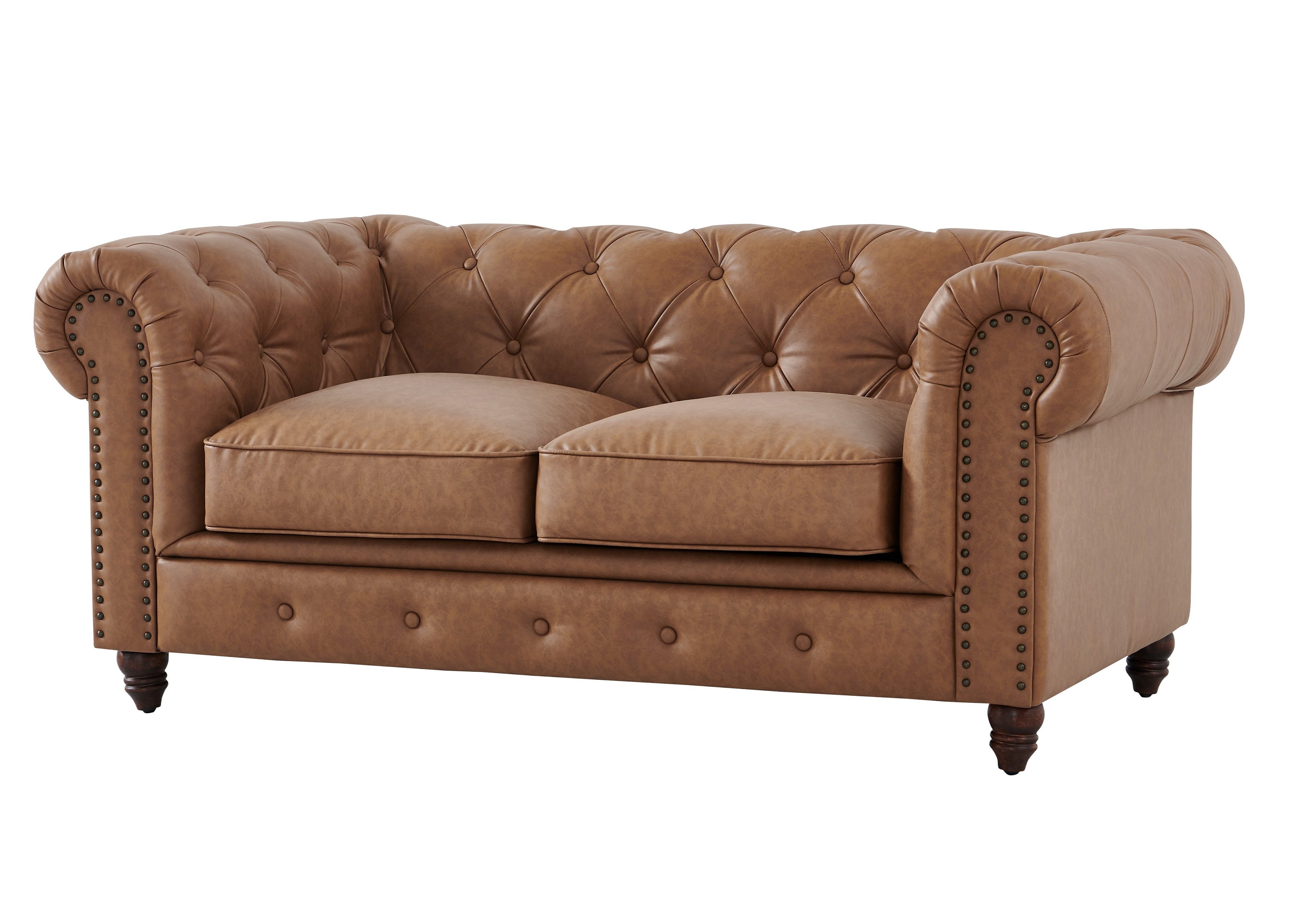 Cornelia Modern Contemporary Eco Leather Love Seat - Light Brown