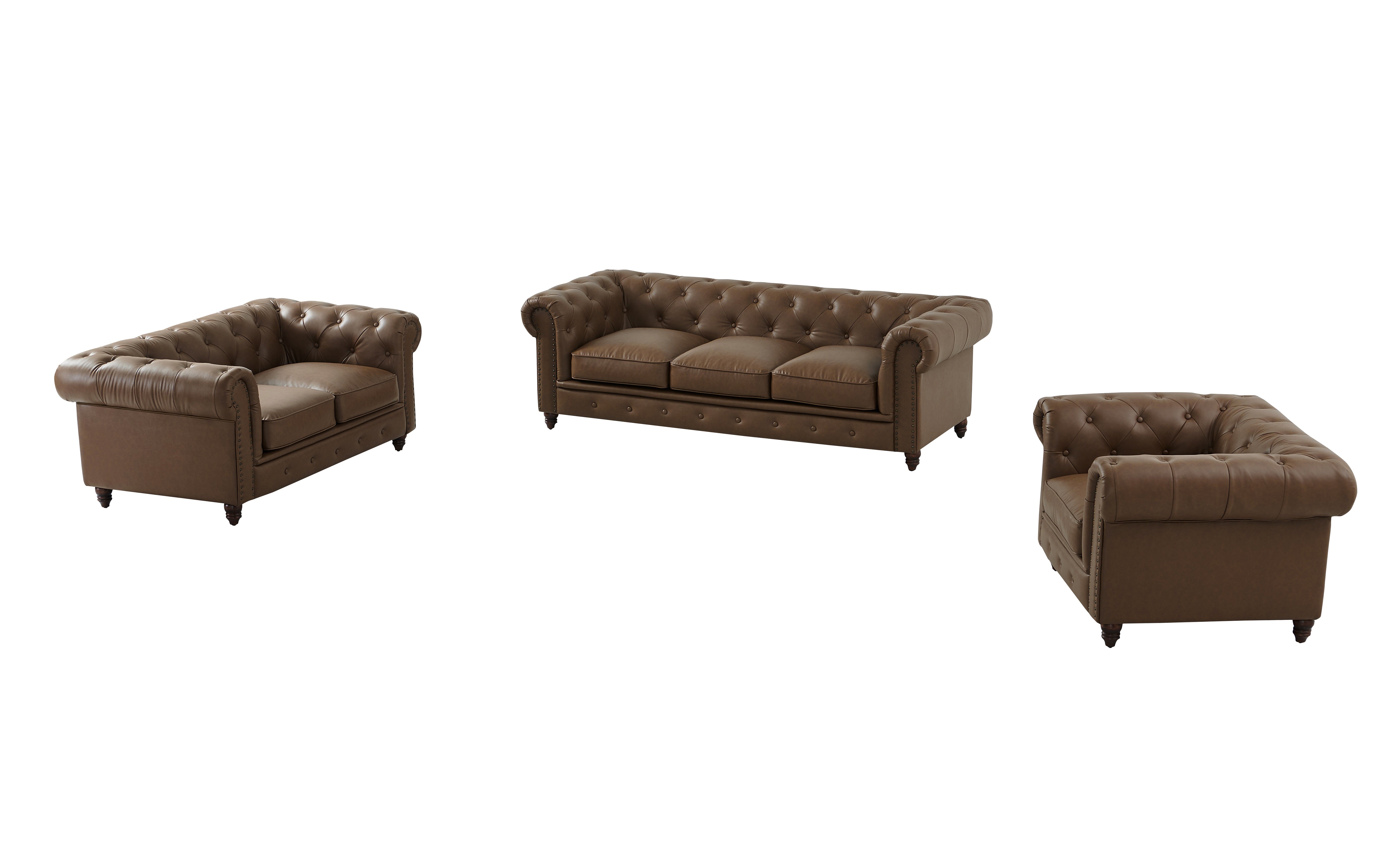 Cornelia Modern Contemporary Eco Leather Love Seat - Brown