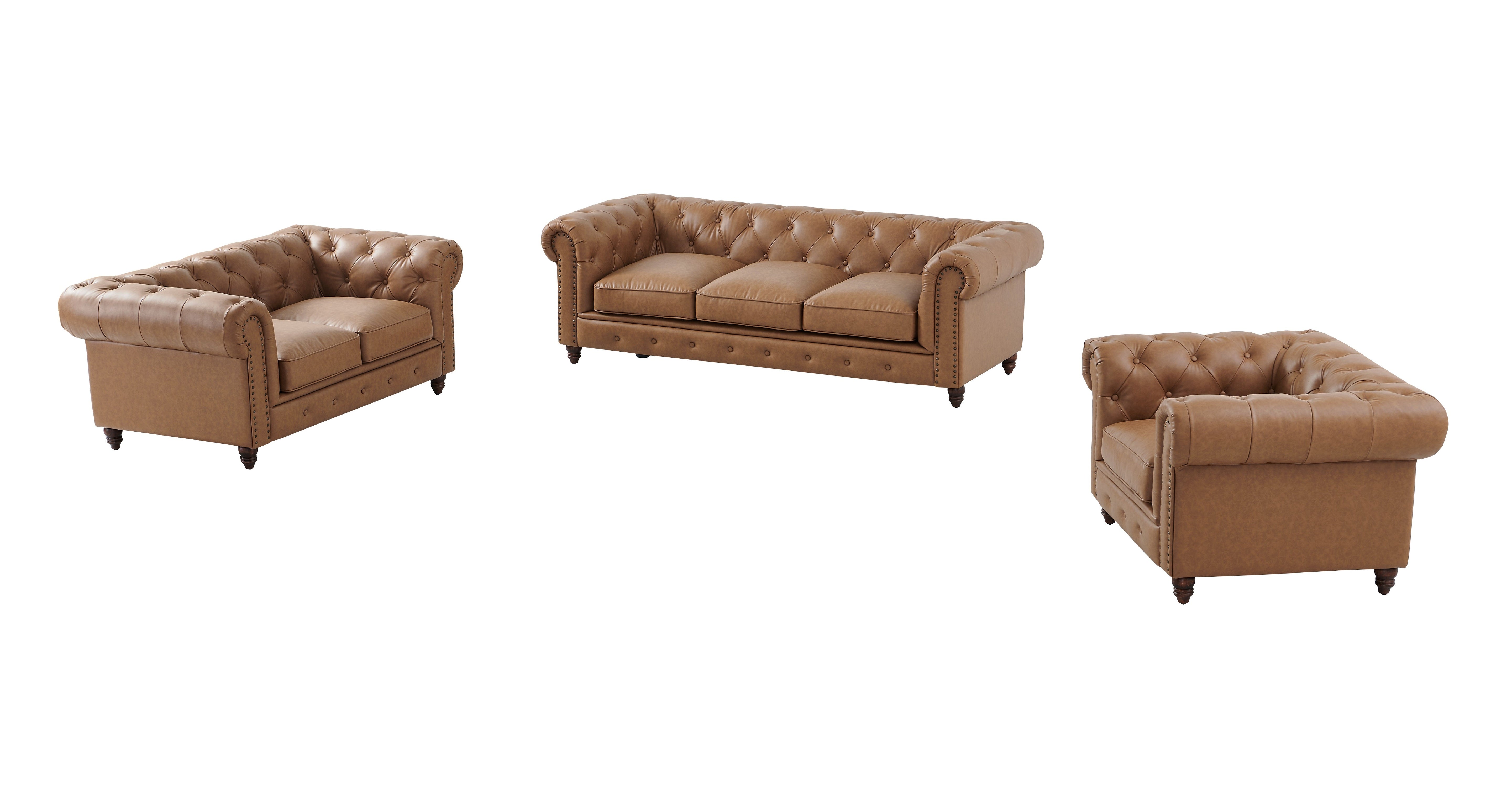 Cornelia Modern Contemporary Eco Leather Arm Chair - Light Brown