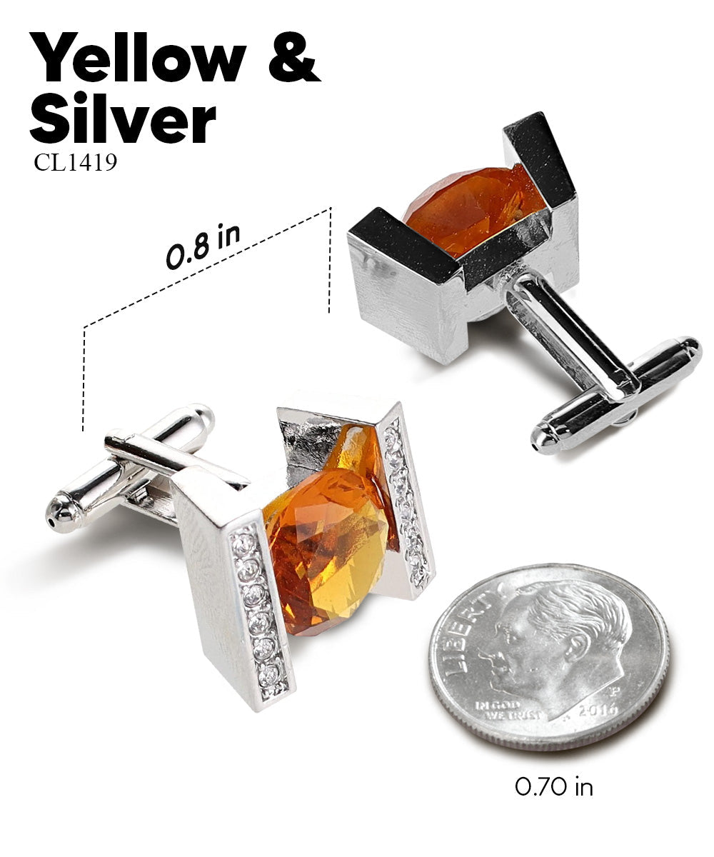 Vittorio Vico Princess Cut Crystal Colorstone Cufflinks: CL14XX Series