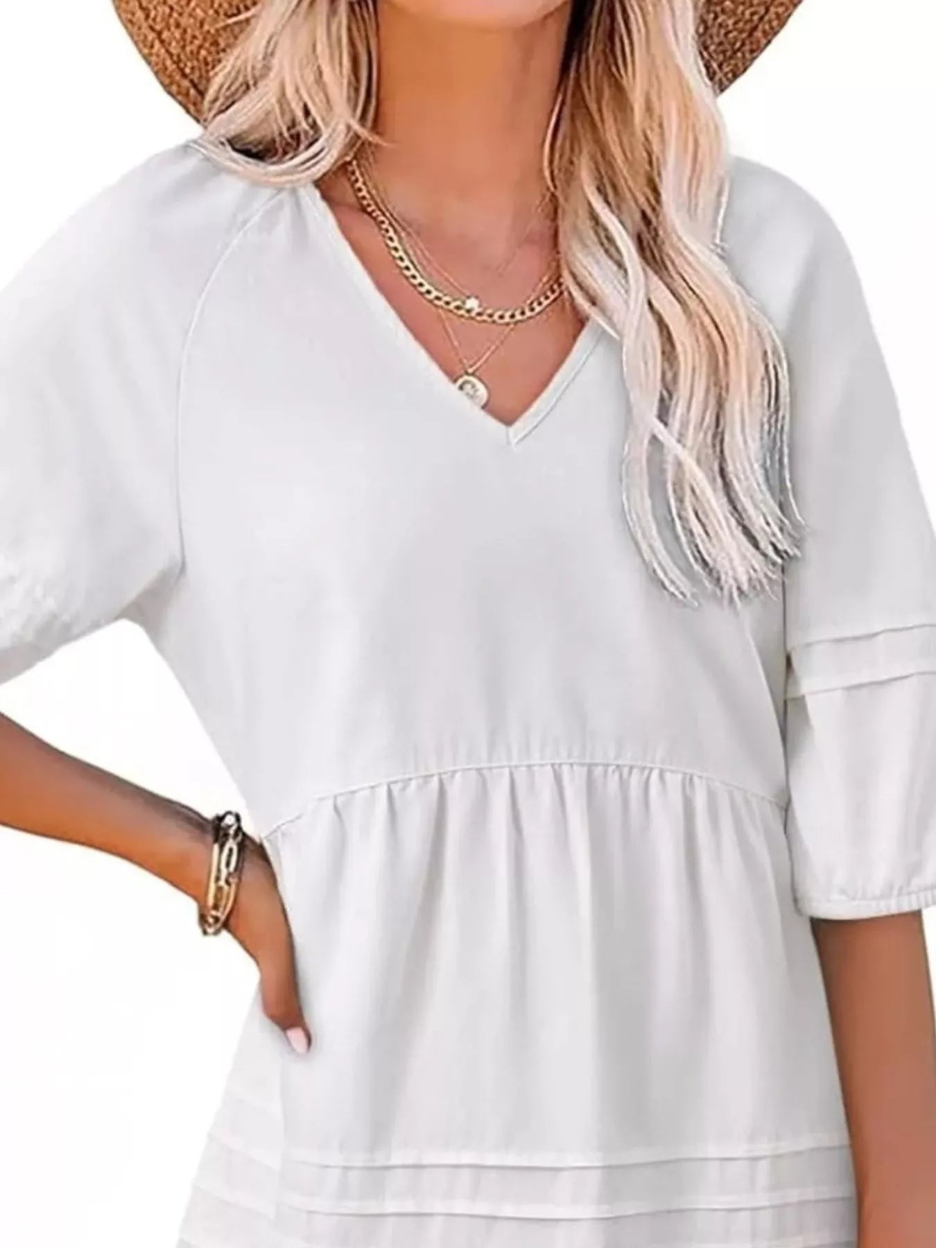 Casual V-Neck Puff Sleeve Denim Mini Dress