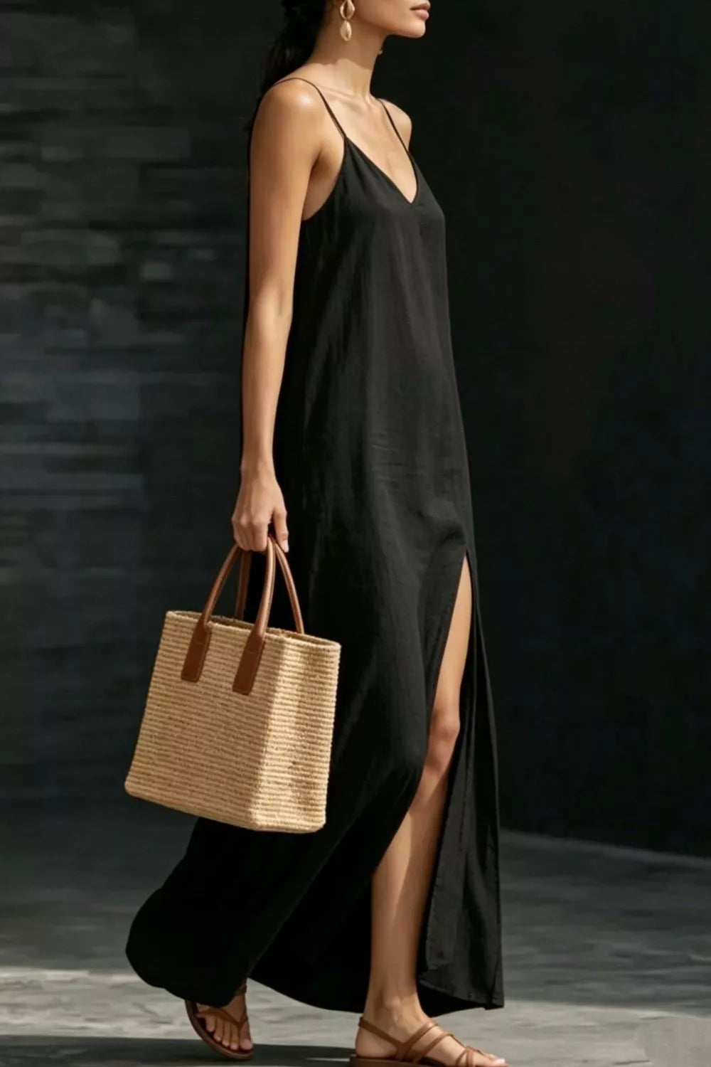 Slit V-Neck Maxi Dress