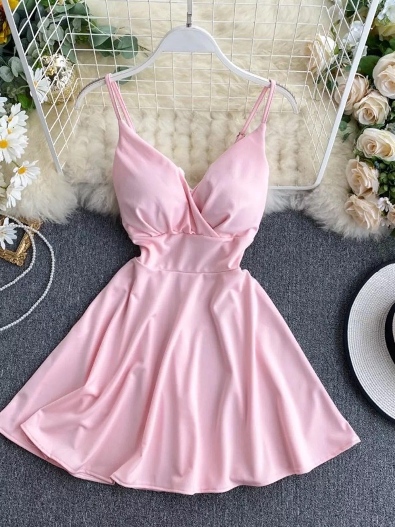 Surplice Spaghetti Strap Mini Dress