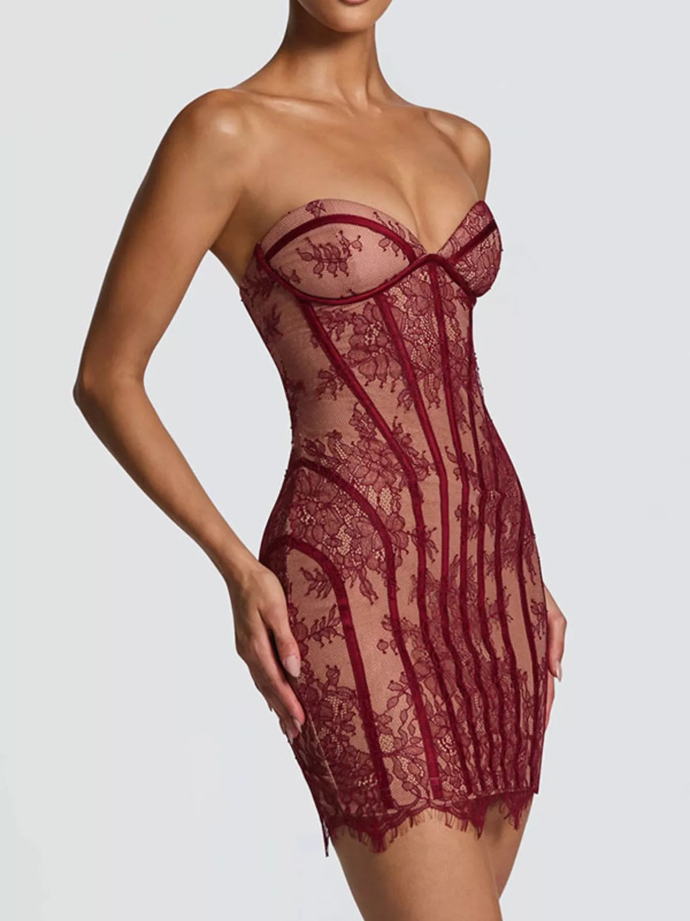 Lace Detail Tube Mini Dress
