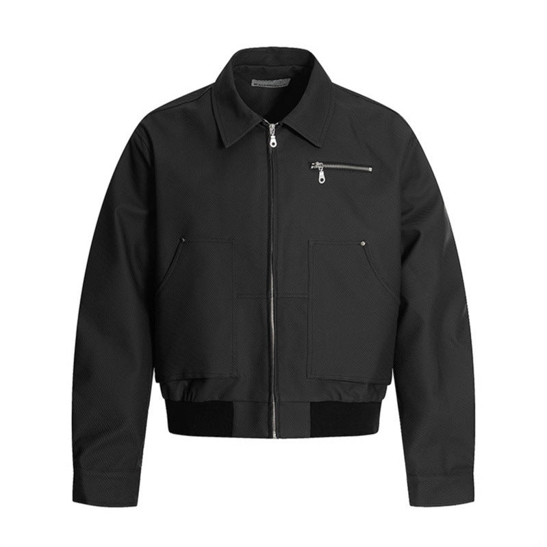 Retro Washed Distressed Leather Loose-Fit Casual All-Match Lapel Jacket Top