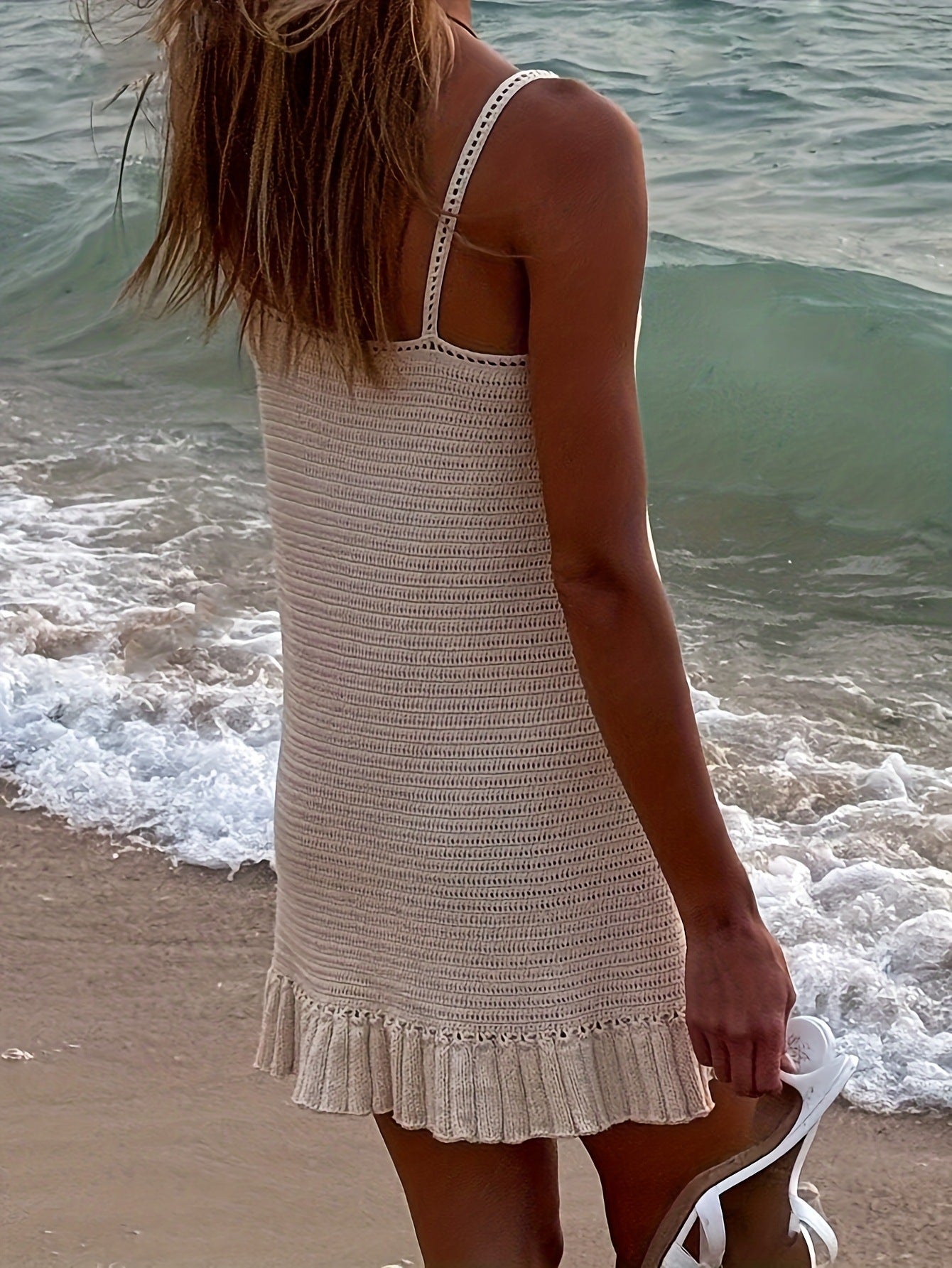 Sleeveless Crochet Mini Sweater Dress