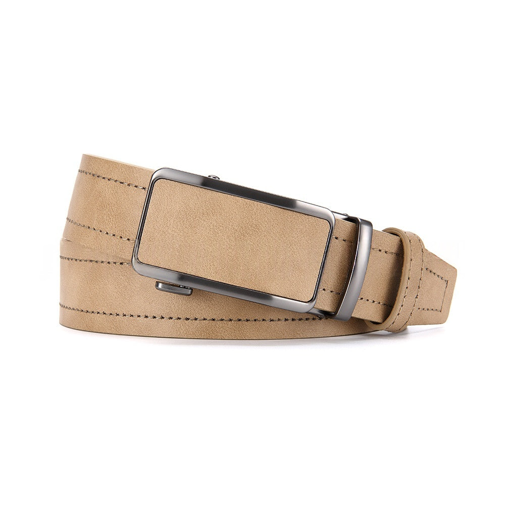 Men's Simple All-Match Alloy Automatic-Buckle Leather Belt