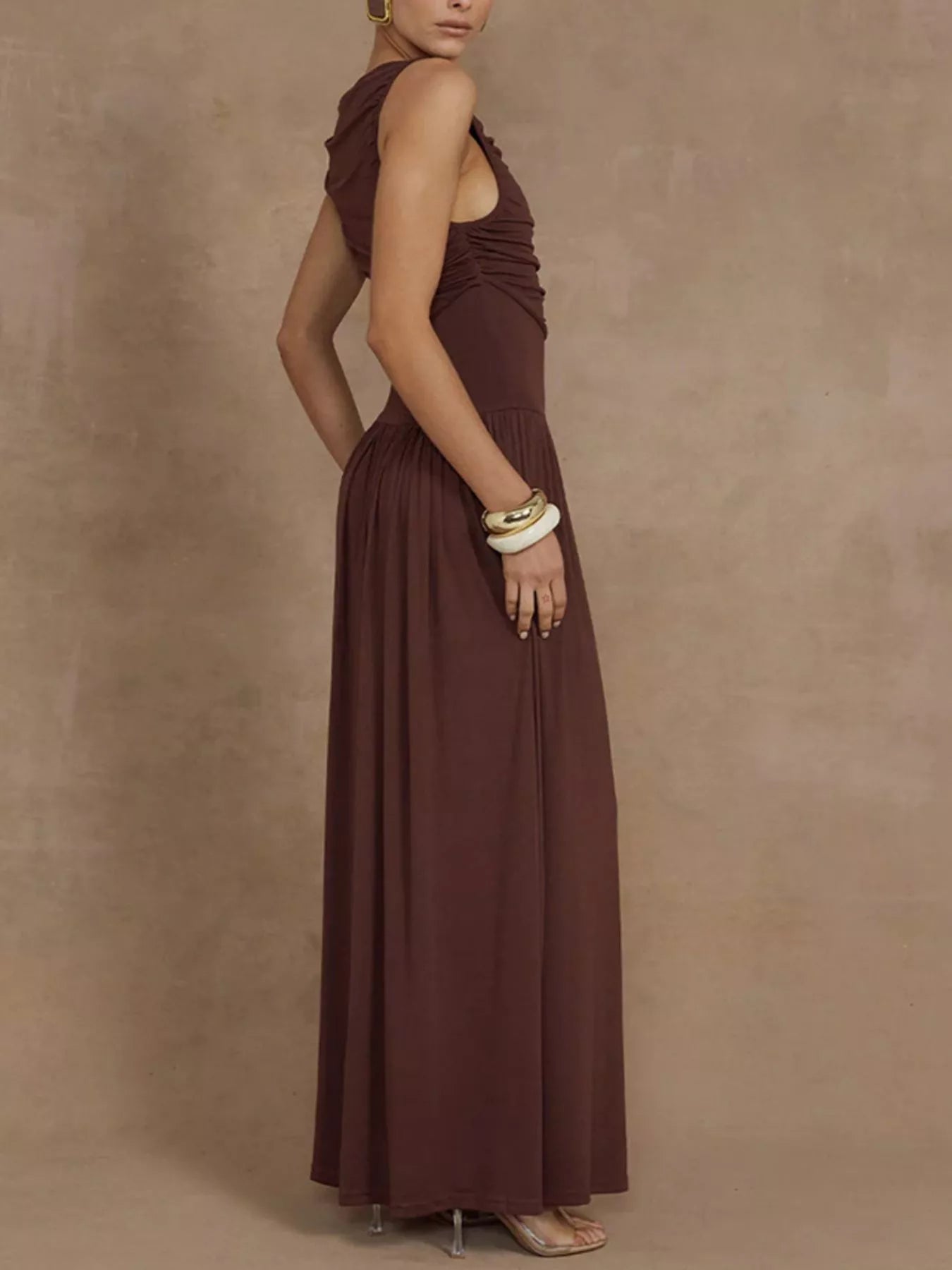 Ruched Sleeveless Maxi Dress