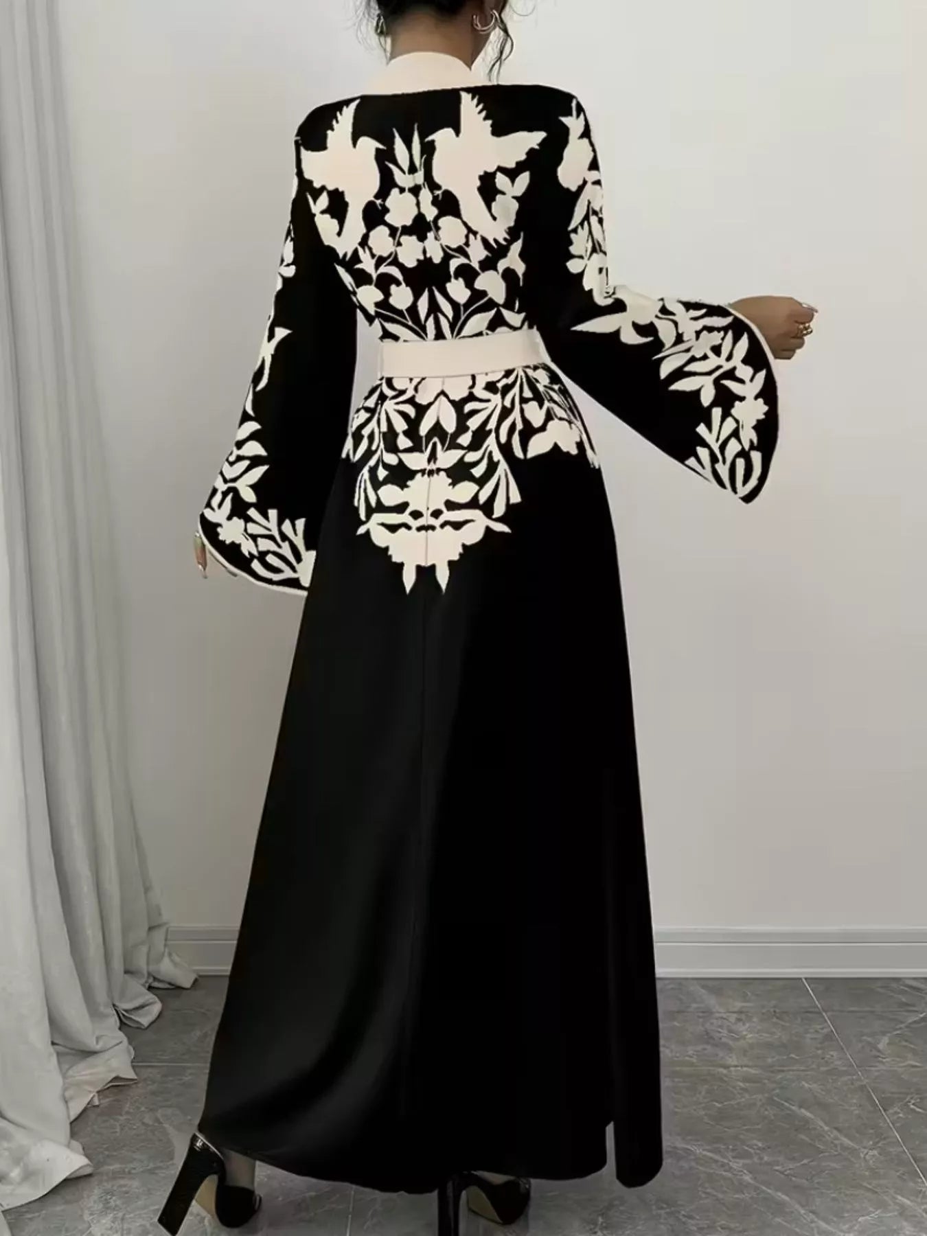 Printed Tie Waist Maxi Dress