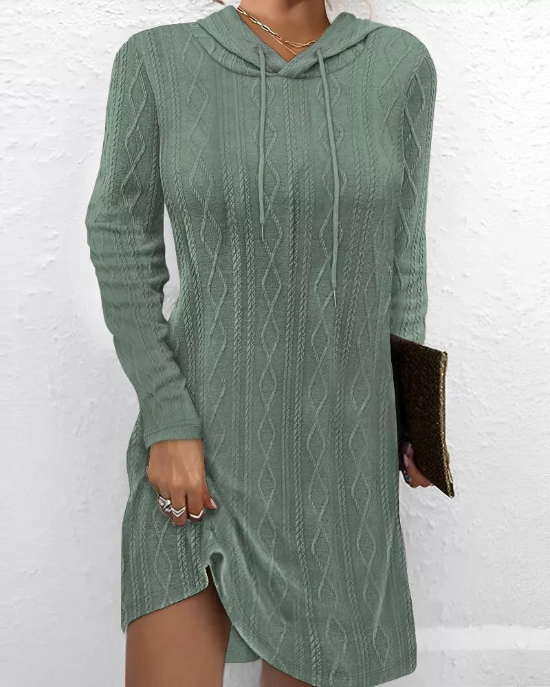 Casual Long Sleeve Hooded Knit Dress