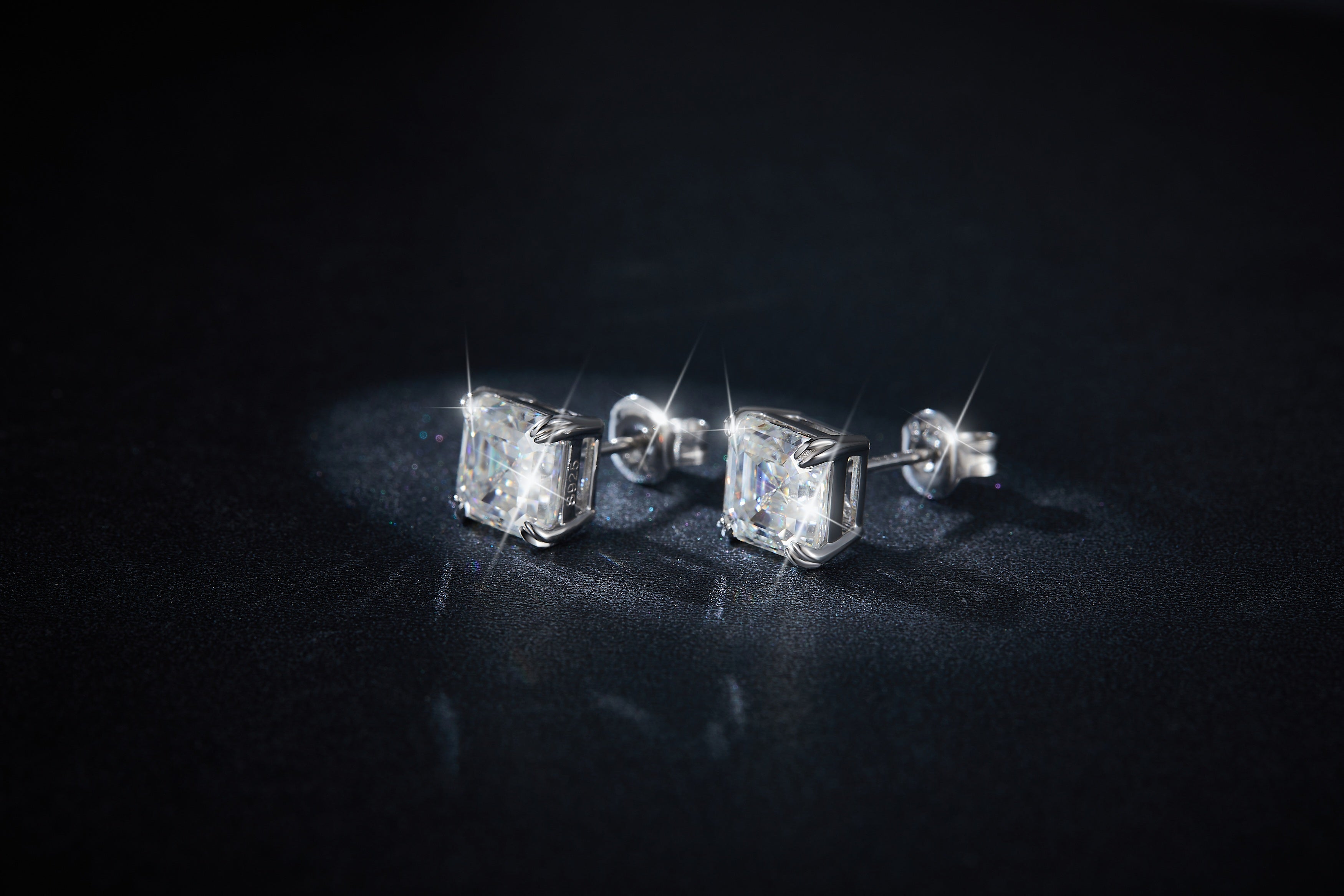 S925 Sterling Silver 6x8mm Emerald Cut Moissanite Stud Earrings Octagon Solitaire With GRA Certificate Platinum Plated Jewelry Gift Box Set For Women & Men