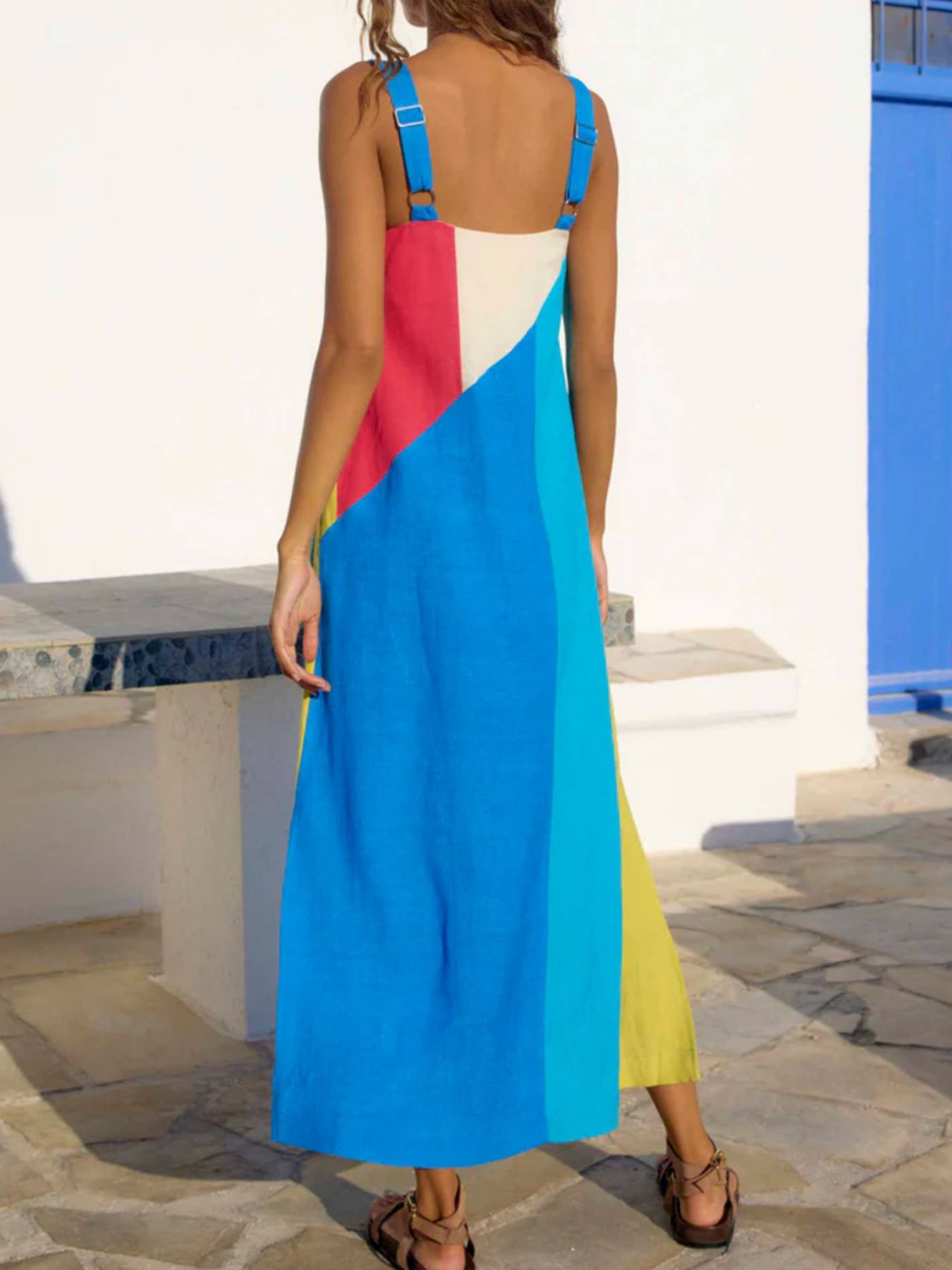 Striped Wide Strap Midi Dress