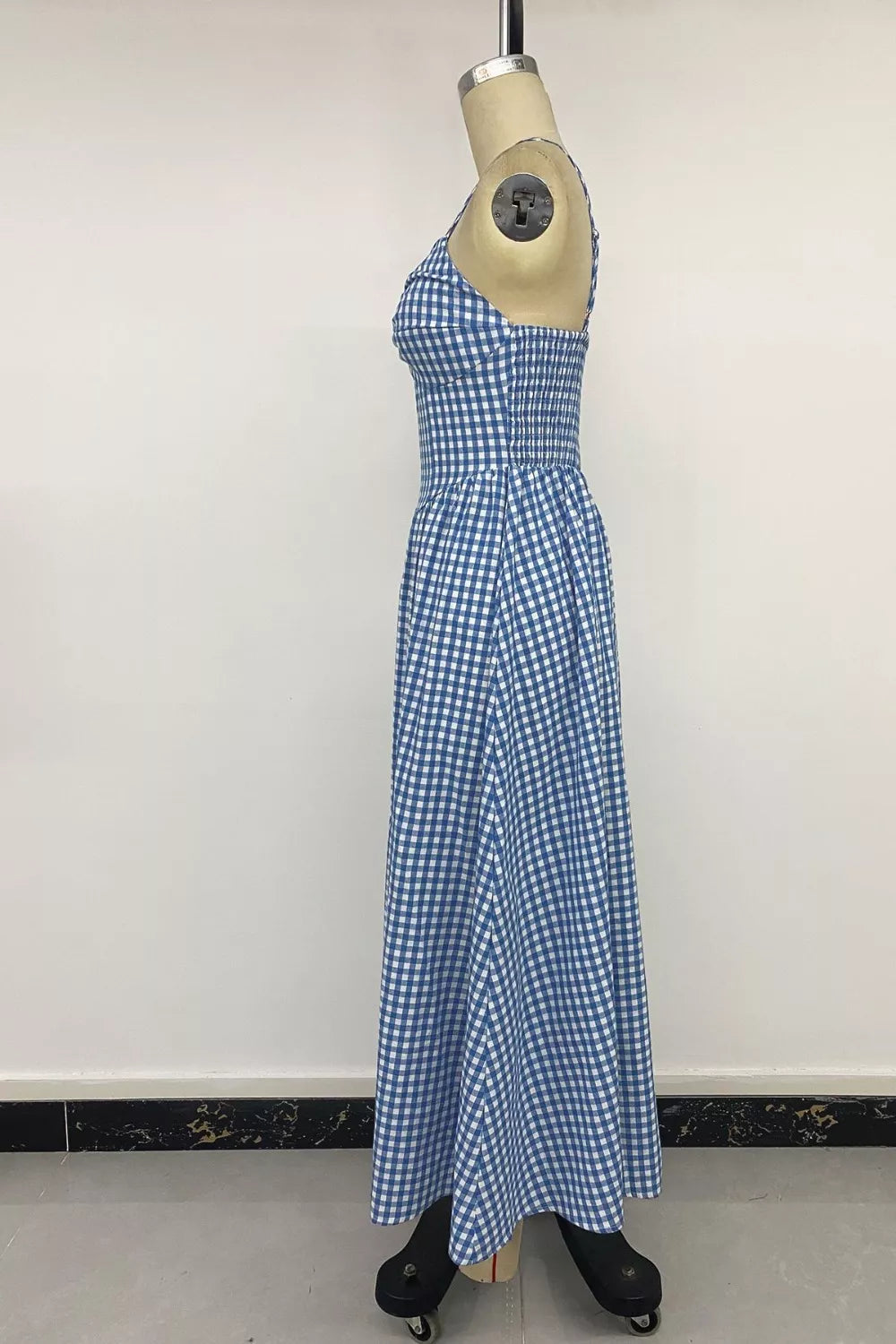 Gingham Knot Front Cami Midi Dress