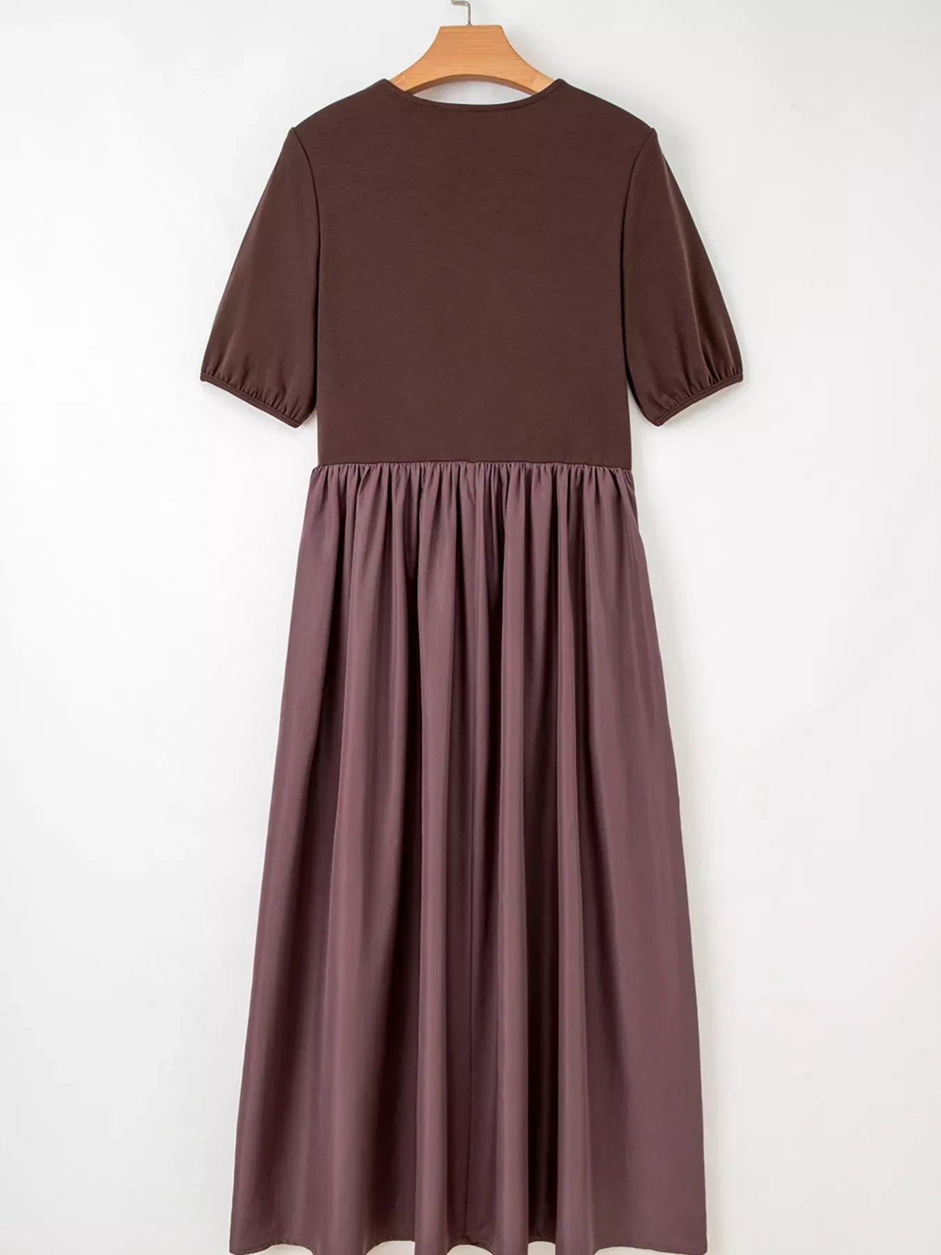 Short Sleeve Knit Top Patchwork Pleated Dress