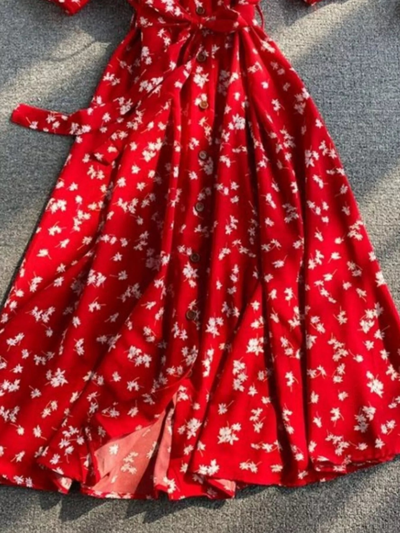Floral Print V-Neck Midi Dress