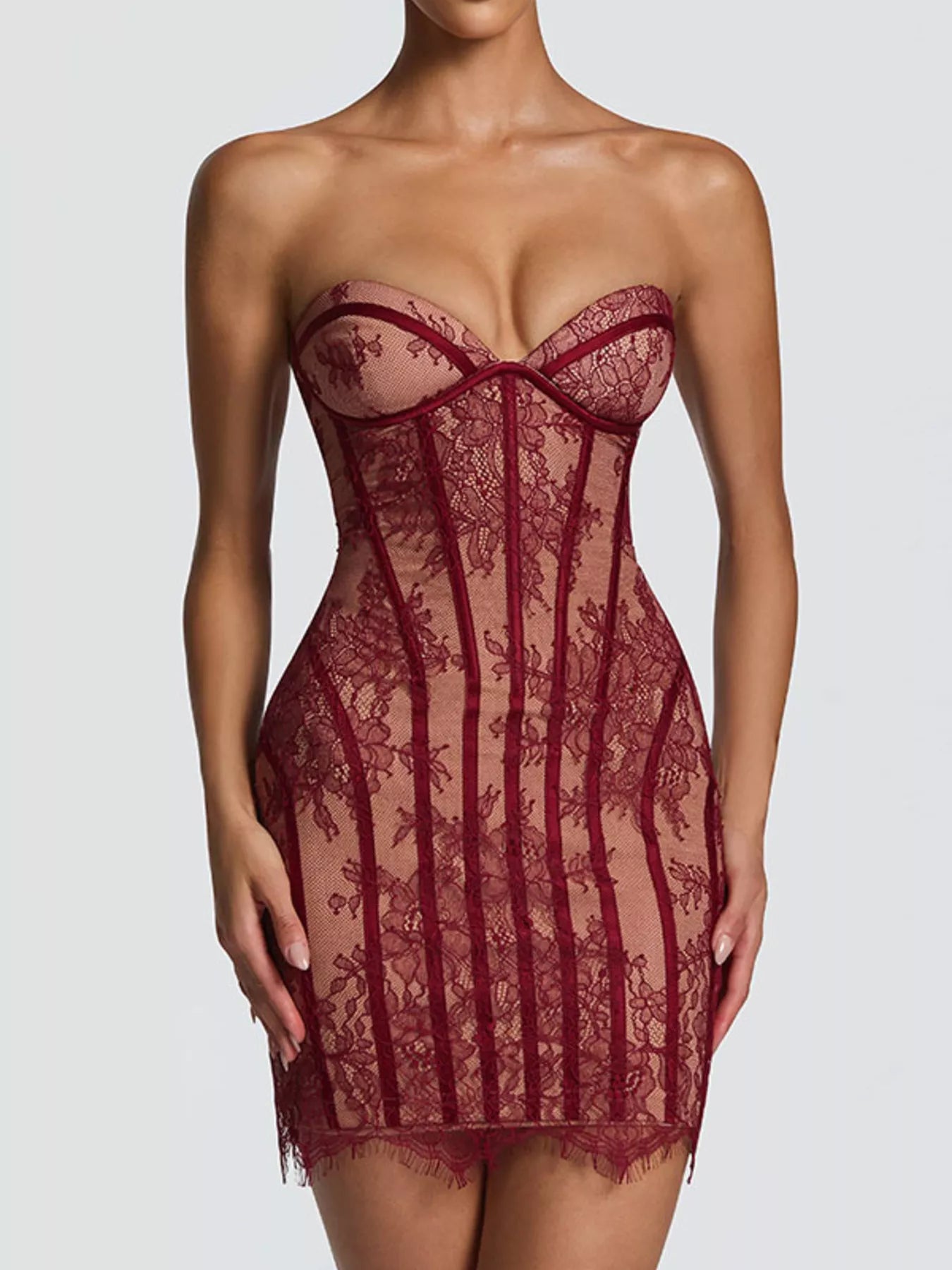 Lace Detail Tube Mini Dress
