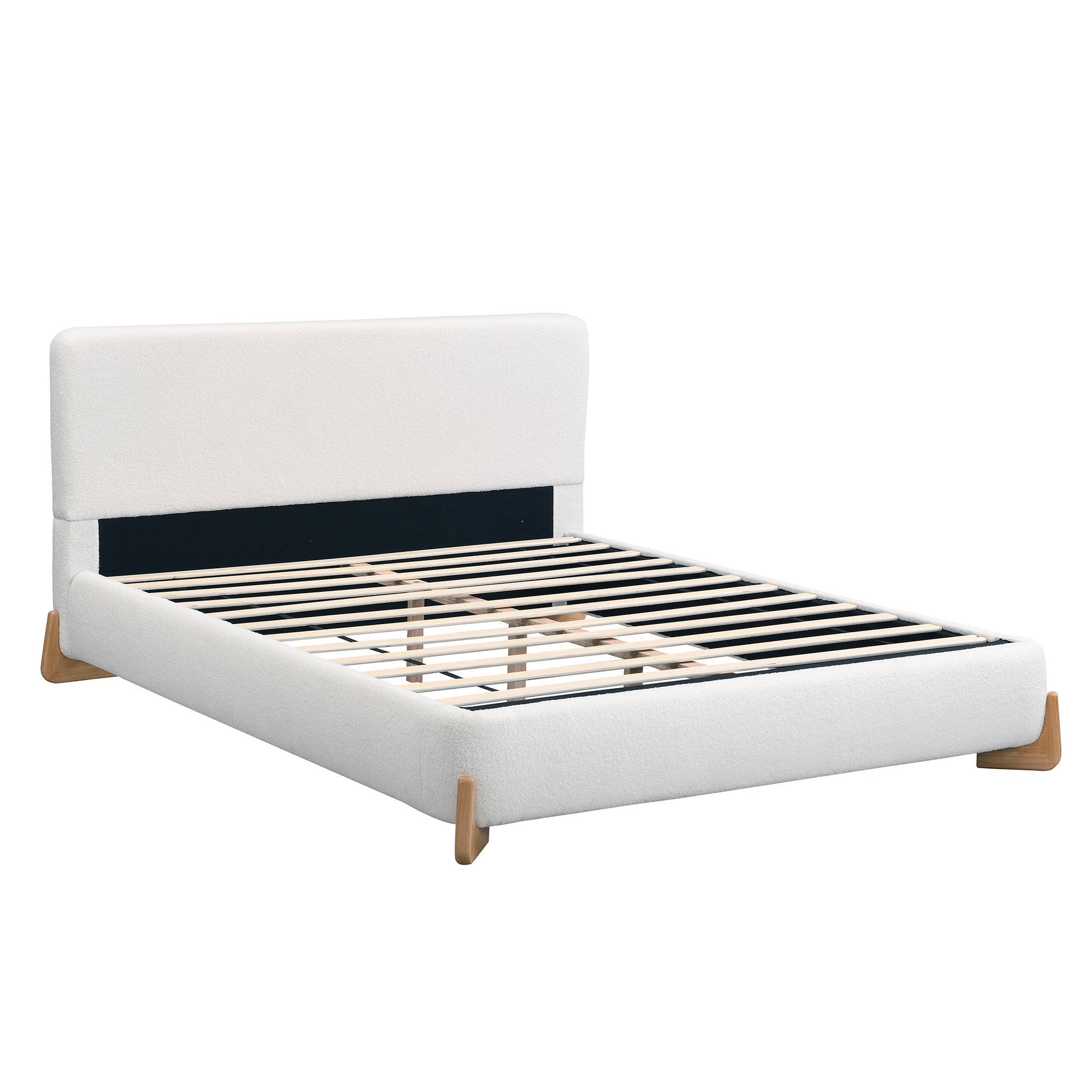 Elegant Boucle Upholstered Bed - Queen Size
