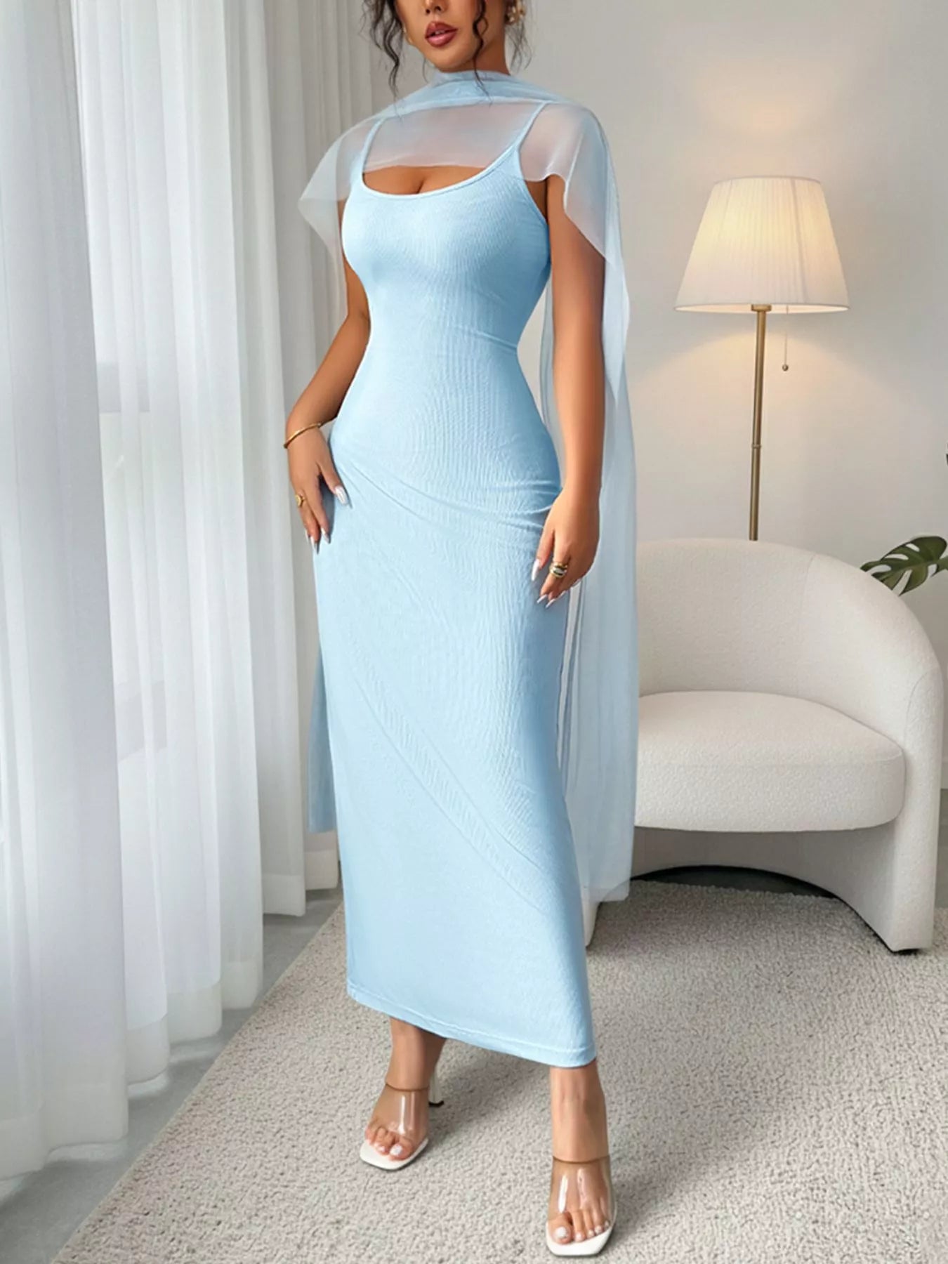 Scoop Neck Bodycon Maxi Dress