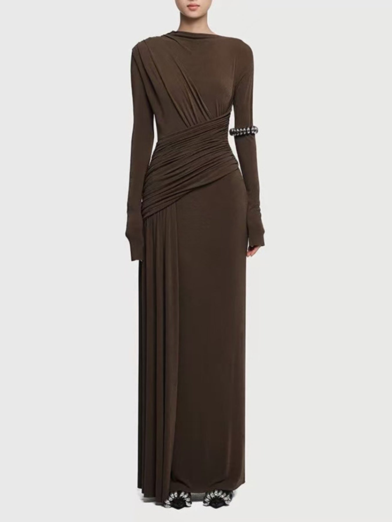 Ruched Long Sleeve Maxi Dress