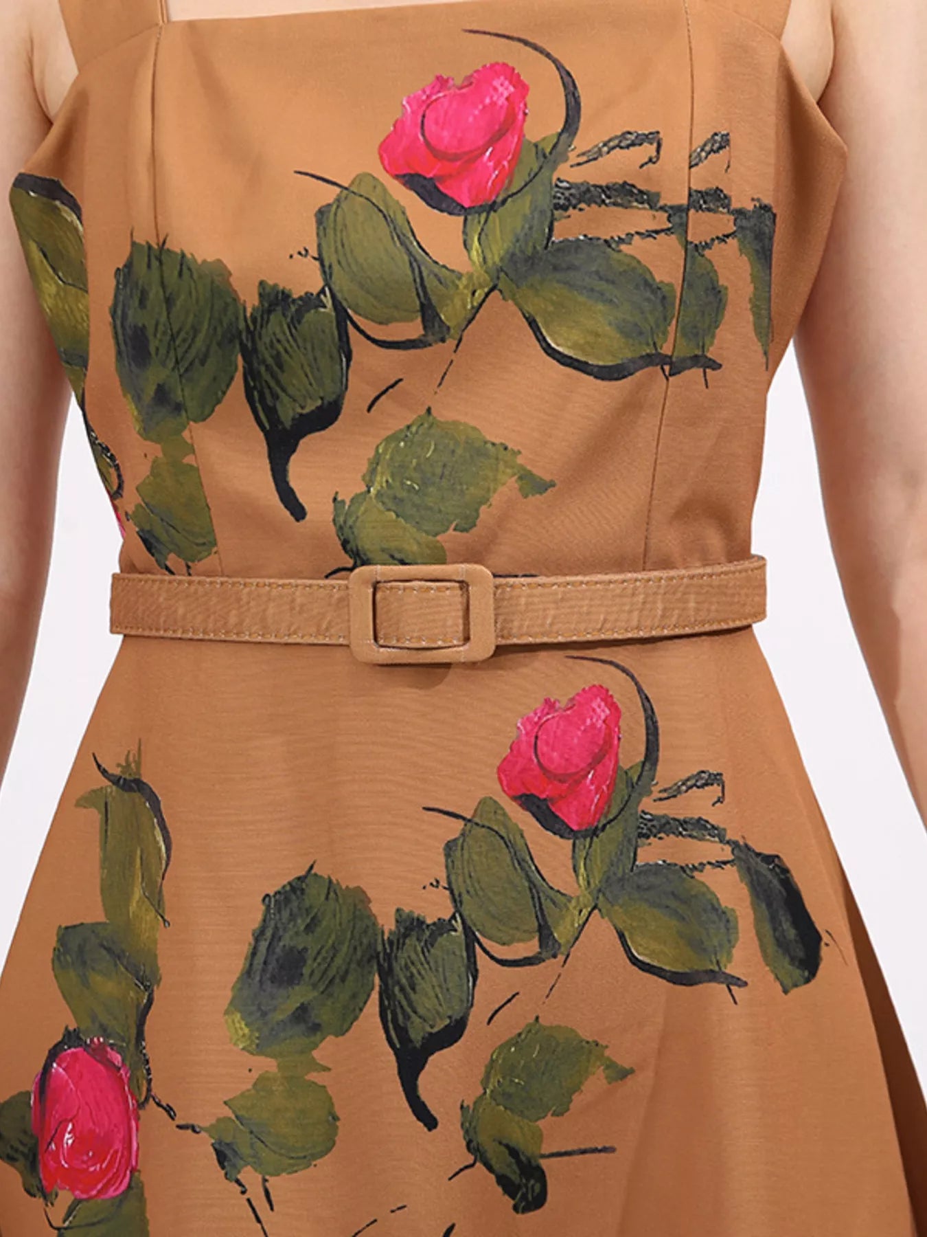 Floral Print Square Neck Midi Dress