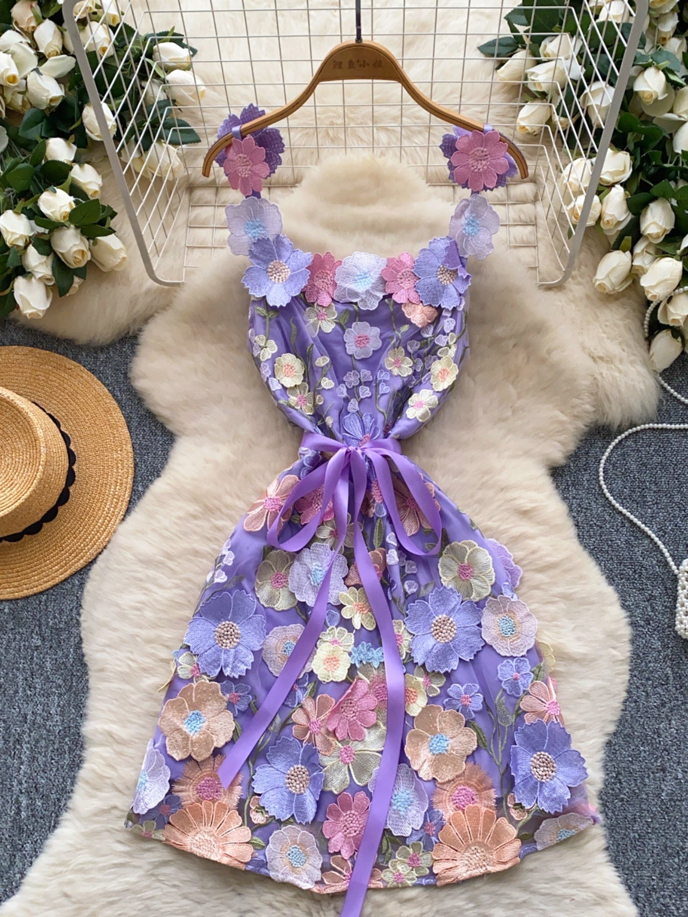 Floral Tie Waist Mini Dress