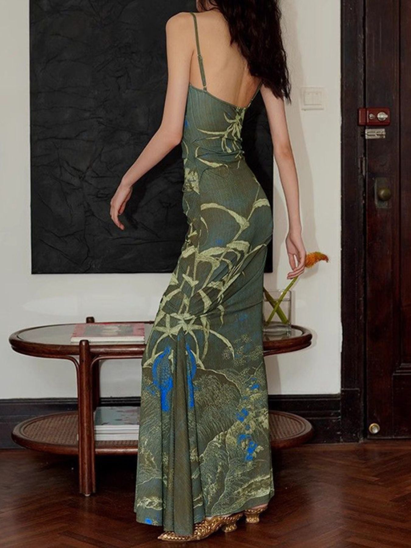Printed Spaghetti Strap Maxi Dress