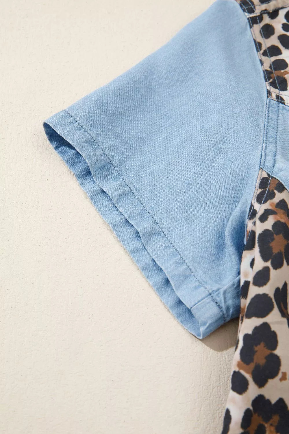 Leopard Print Panel Short Sleeve Dress