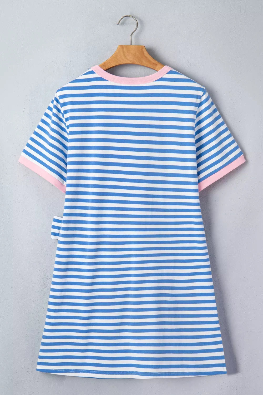 Stripe Nautical Tie Contrast Trim Round Neck T Shirt Mini Dress