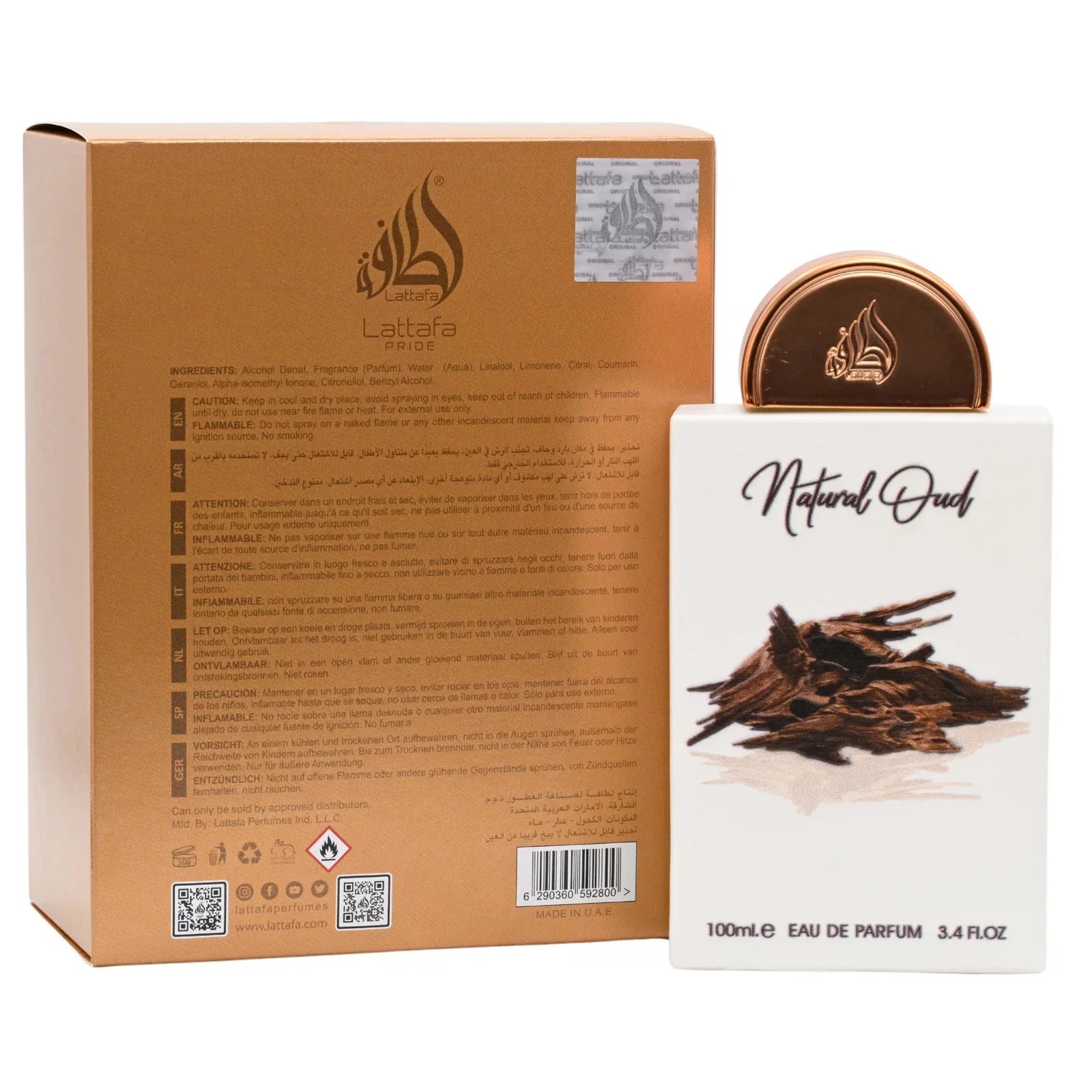 Pride Natural Oud by Lattafa Perfume for Unisex EDP 3.4 oz