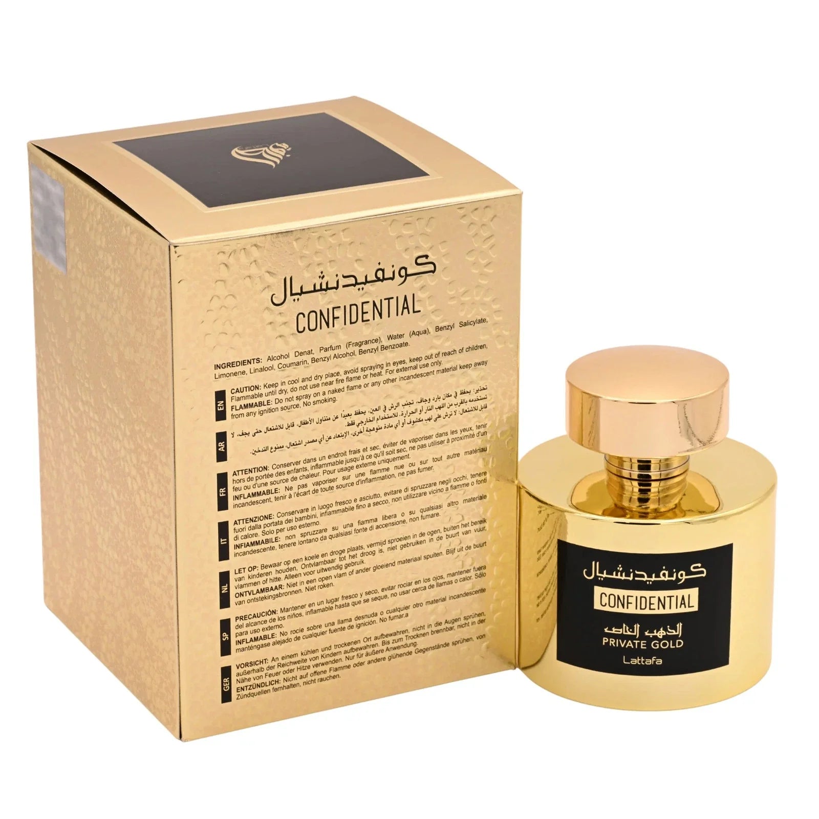 Lattafa Confidential Private Gold Unisex Eau De Parfum Spray 3.4 oz