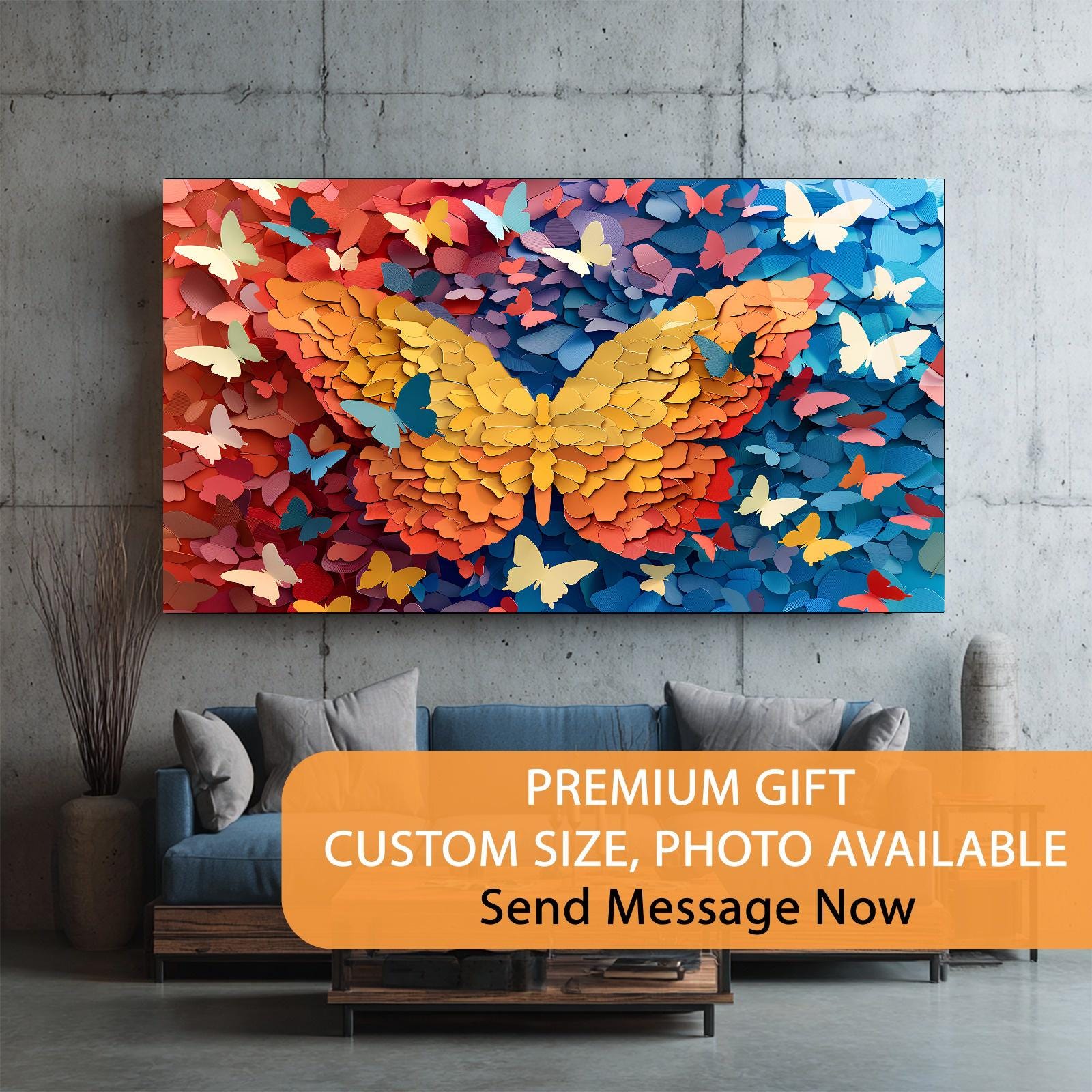 Butterfly Glass Wall Art | Paper-Cut Style, Modern Home Decor
